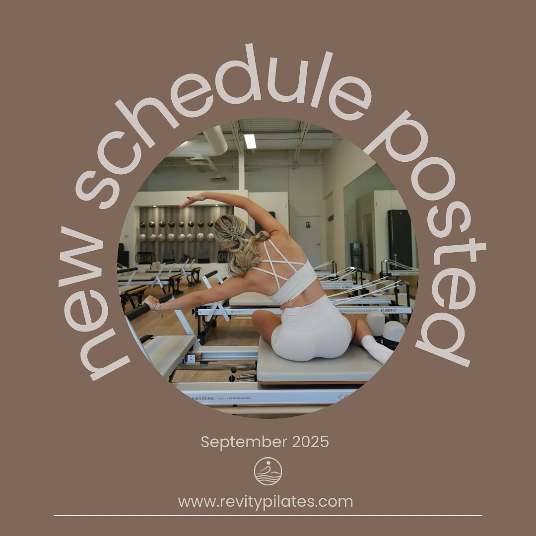 September is all about getting back to routines and setting new goals.
Our September class schedule is now live at revitypilates.com.
Classes may fill up quickly, so book your spot today and stay consistent all month long.
#RevityPilates #PilatesLife #BurlingtonPilates #StrongerEverySession