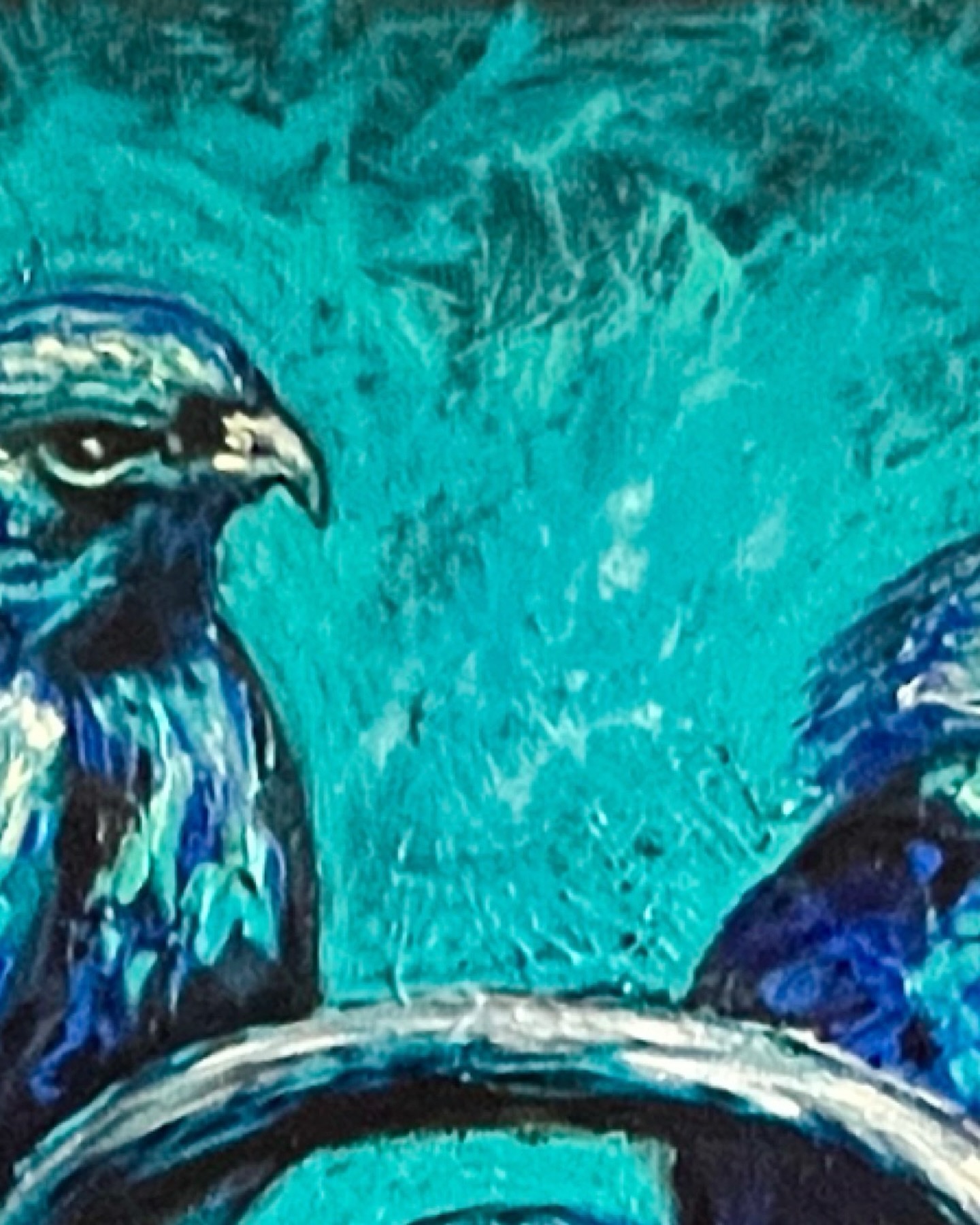 The cobalt, teal, and indigo were chosen like nouns — layered, intentional, and sharp.
Each hawk is a character, a note in a visual chord.
This painting is the companion to A Gather of Gatherings Episode One, where color and sound spiral together.
Hashtags:
#ColorInArt #PaintingBirds #HawkStudy #TealPalette #GatherOfGatherings #PodcastArtSeries #CollectiveNounArt #AcrylicWings @kellierainesart