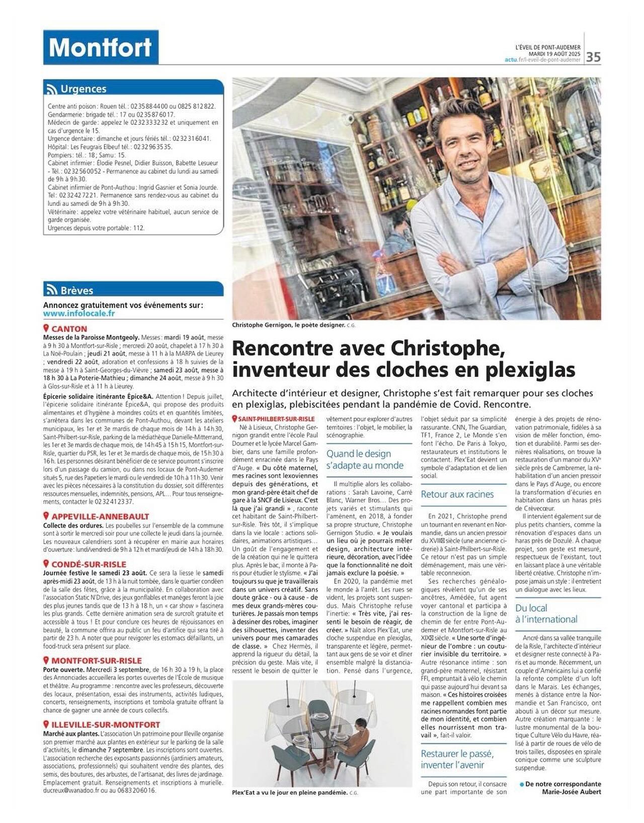 🙏 Fier de partager avec vous cet article de L’Éveil qui revient sur mon parcours, mes inspirations et mes racines normandes.
Mon métier de designer et architecte d’intérieur est né d’un attachement profond à ma région et à l’envie de créer des objets qui allient fonctionnalité et esthétique.
Aujourd’hui, je continue à imaginer et à concevoir entre Normandie et international, toujours guidé par l’idée que le design doit s’adapter aux usages, tout en respectant le passé et en inventant l’avenir.
Un grand merci à Marijo AUBERT pour ce bel échange 🙌
#Design #ArchitectureIntérieure #Innovation #Créativité #SavoirFaireFrançais #Normandie
#Patrimoine #ArtDeVivre
#International #Entrepreneuriat