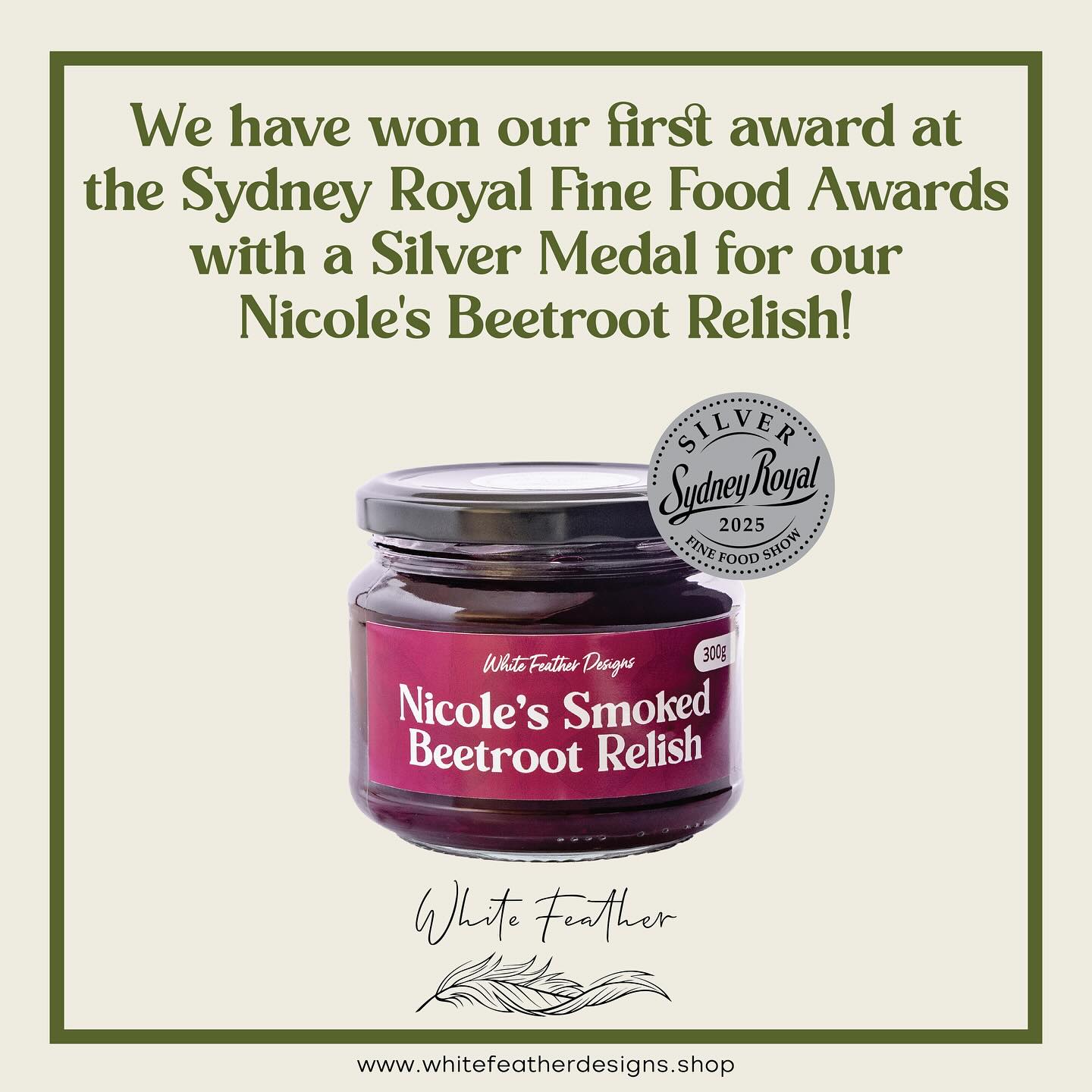 Last week we found of the exciting news that we won a silver medal for our Nicole’s Smoked Beetroot Relish at the @ras_nsw Sydney Royal Fine Food Awards. The awards are Australia wide with large businesses like Coles and Woolworths and smaller players like us!