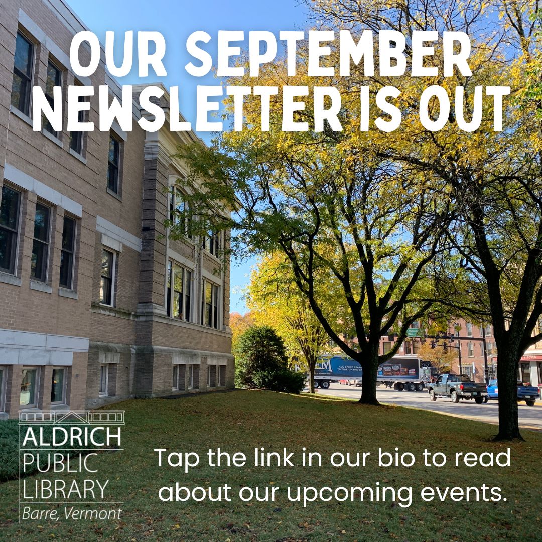 Check your email inboxes or tap the link in our Instagram bio to read about our upcoming September events. To subscribe to our email newsletter, visit our website, or call us! As a heads up, the library will be closed for Labor Day on Saturday, August 30 and Monday, September 1.