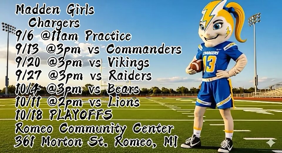 14u flag football schedule released!!!
