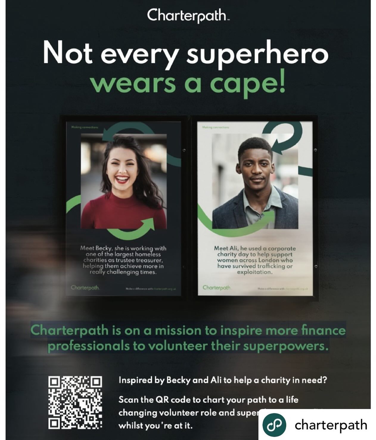 Finding the right volunteer support can sometimes feel daunting for a small charity like ours. When we needed an experienced accountant who understood both the technical side of the role and our mission to support veterans, Charterpath made the process simple.
Very quickly we were connected with a professional who brought not only the expertise we needed, but also real passion for our cause.
We’re hugely grateful for Charterpath’s help in making this possible - and to all the volunteers who give their time and skills to help veterans.
Posted @withregram • @charterpath Feel inspired to help a charity in need using your superpowers?
Scan the QR code or visit our website to Join Charterpath
Finance professionals - your superpowers are in demand!
We’re waiting for you.
#Charterpath #volunteering #nonprofits #charities #finance #accounting #superpowers #superheroes #financeprofessionals