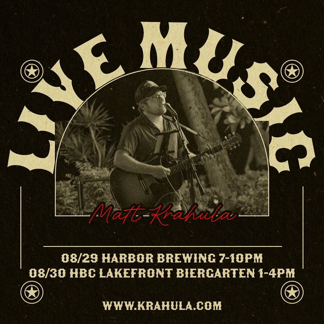 So excited to be returning to Harbor Brewing Co. this weekend. I’ll be Harbor Brewing on Friday 8/29 from 7-10pm and then the HBC Lakefront Biergarten on Saturday 8/30 from 1-4pm. Come hang and support local music and beer!!
#supportlocal #diy #livemusic #altfolk #folkmusic #americana #acoustic #craftbeer #lakevilla #illinois #midwestisbest #midwestmusician #supportlocalbusiness #winthropharbor #lakemichigan #music #giglife