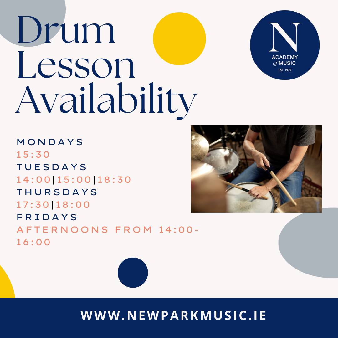 🥁 Limited spots remaining for drum lessons at Newpark this year! Register today before they're all gone.
📍 Lessons run weekly at our new home on the IADT campus in Dún Laoghaire.
Reserve your place at https://register.mymusicstaff.com/
More details at www.newparkmusic.ie
#DrumLessons #NewparkAcademyOfMusic #MusicLessonsDublin #LearnDrums #MusicEducation #WeAreNewpark #Drumkit