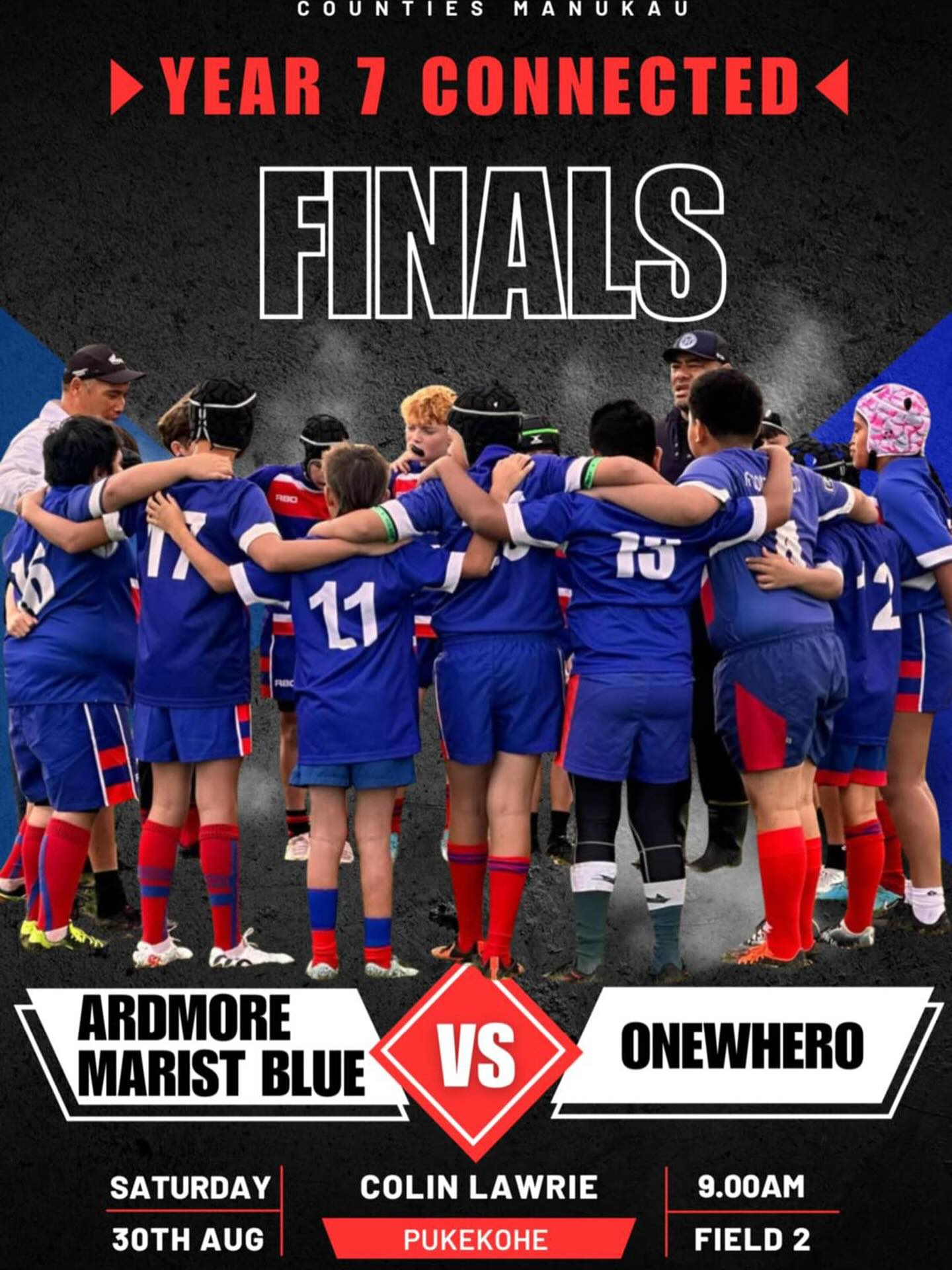 FINALS TIME 🔵⚪️🔴
Big ups to our Year 7 Blue team who are playing Onewhero this Saturday in the @countiesrugby Year 7 Connected Final!
Head down to Colin Lawrie Fields for a 9am kick off and support the Ardy teams!