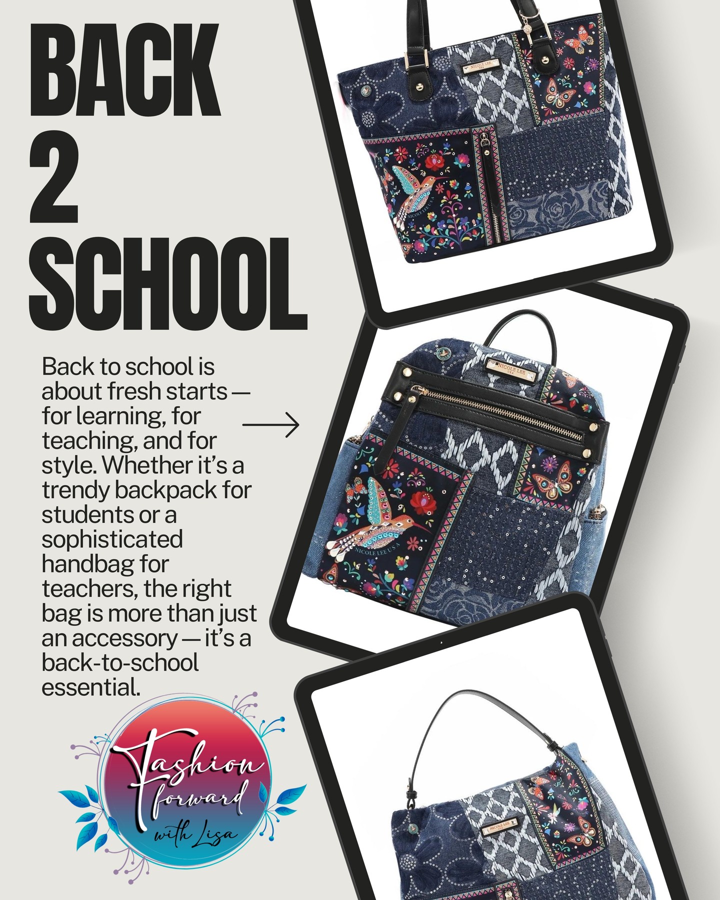 Back To School:
Back to school is about fresh starts—for learning, for teaching, and for style. Whether it’s a trendy backpack for students or a sophisticated handbag for teachers, the right bag is more than just an accessory—it’s a back-to-school essential.
visit us online at:
FashionForwardWithLisa.com
and check out our 5 star reviews on google.
#fashion #FashionTrends #fashionstyle #smallbusiness #smallbusinessowners #longisland #suffolkcountyny #nassaucountyny #FashionForward #FashionFinds #clothing #handbags #lakegrove #smallshopsdreambig #womensaccessories #jewelry #shopnow
#womensclothing #womensclothingstore
#shopping #shoppingonline