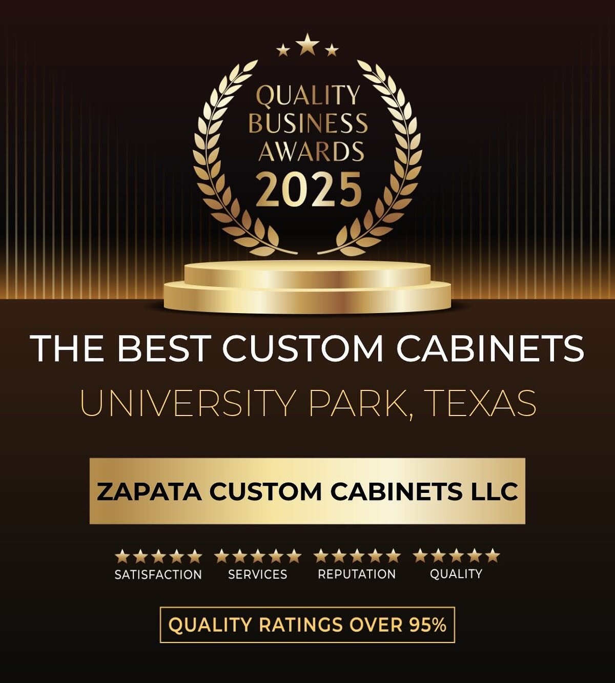 We’re truly humbled and grateful to our amazing customers and supporters for choosing Zapata Custom Cabinet! A huge thank you to everyone who’s contributed to making us the #1 best-rated cabinet shop in University Park - we couldn’t have done it without you! We’re also thrilled to receive the Quality Business Award from qualitybusinessawards.com , and we’re grateful to the talented team for this recognition. And, of course, a massive thank you to those who took the time to nominate us - your support means the world to us! 🏆#Grateful #ThankYou #qualitybusinessawards2025 #universityparktx #zapatacustomcabinets #dallasfortworth #dfw #universityparkdallas #customcabinetry #whiteoak #walnutkitchen #smallbusiness #homeimprovement