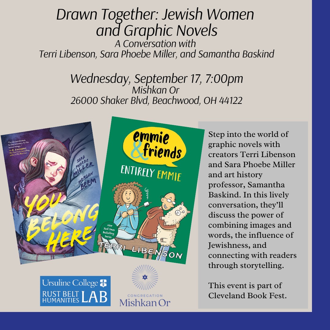 Next up in our Cleveland Book Fest offerings--Drawn Together: Jewish Women and Graphic Novels.
@terrilibenson and @saraphoebee will be in conversation with moderator, Samantha Baskind.
We'll see you there! @notplainjane29 @katie.trostel @valentinolzullo @ursulinecollege @congregationmishkanor