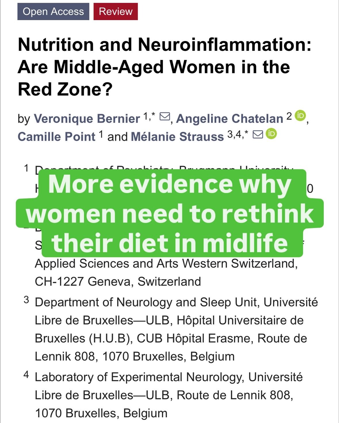 A new review explores how nutrition may influence neuroinflammation in middle-aged women – a key driver in mood changes, brain fog, and cognitive decline.
The findings highlight the vicious cycle between the troublesome symptoms of menopause and comfort eating and higher intake of high glycemic index foods which contribute to weight gain and inflammation and the link between poor metabolic health, hormonal shifts, and pro-inflammatory diets – putting women in midlife at higher risk.
The good news? Nutrients like omega-3s, antioxidants, fibre and polyphenols may help calm inflammation and protect brain health.
Women need to take an active and conscious decision to rethink their diet towards a more healthy and nutritious pattern (reduce refined carbs/sugar, increase fibre and protein) to reduce the burden of the hormonal changes and the symptoms that accompany and to protect the brain and body from inflammation.
#BrainHealth #MidlifeWomen #Neuroinflammation #NutritionMatters #PerimenopauseSupport #WomensHealth #NutritionalTherapy #LifestyleMedicine