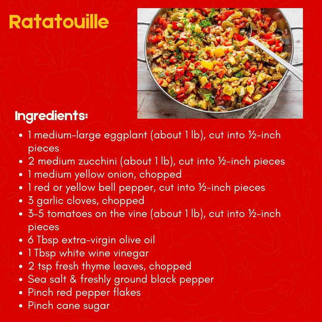 This week’s Fresh Food Box recipe is Ratatouille — a vibrant mix of garden vegetables cooked to perfection! 🍆🍅🧅✨ #PACTRecipe #FreshFoodBox