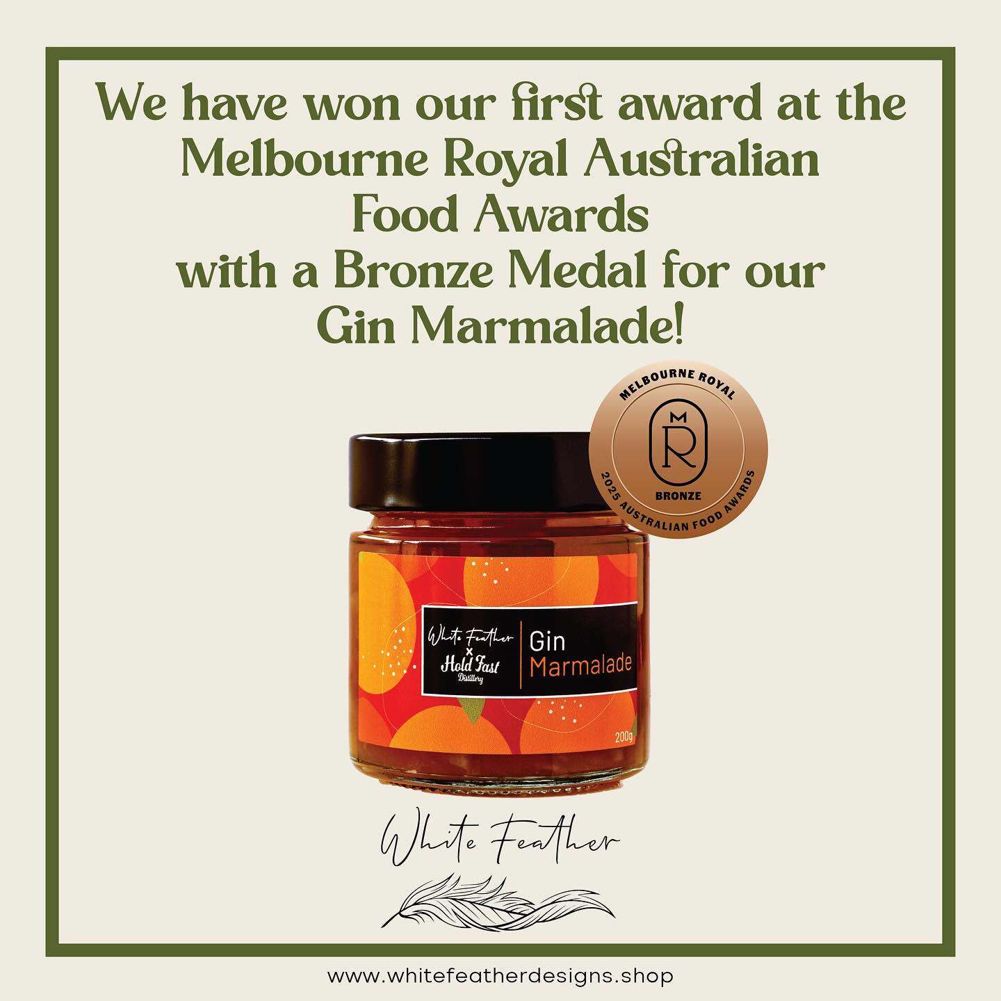 Last week we found out that we received a bronze medal for our unique Orange Gin Marmalade at the Melbourne Royal food awards. It has been an amazing fortnight to receive two awards from two prestigious competitions.