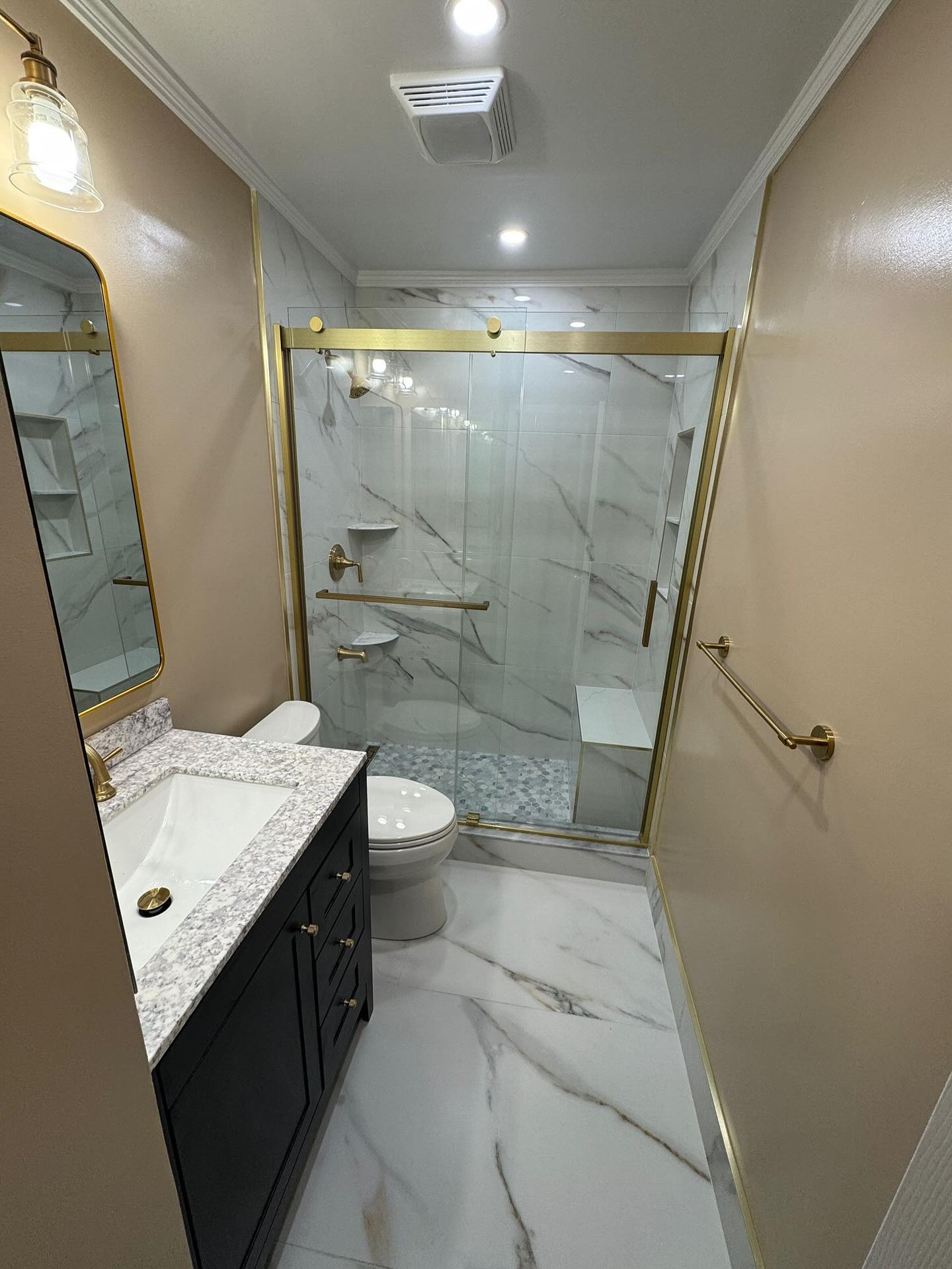 Full Bathroom renovation 🚿
-Bathroom demo and haul away ✅
-tub demo and conversion to standing shower ✅
-New tile floor ✅
-New Schluter waterproofing system ✅
-New tile on shower walls ✅
- New vanity ✅
-Paint and finish ✅
-new lights and hangers ✅
📆Call or text to schedule your free appointment today from mon-sat 9am-6pm
📲(202-945-8606)
📧frvremodeling@icloud.com
#kicthenremodel#backsplash#contractor#installationmadeeasy#generalcontractor#houseremodeling#bathroomremodeling