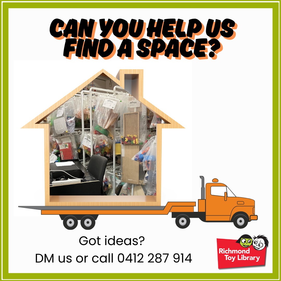 🏠ISO a new space for the Richmond Toy Library - can you help?
The space that we’ve been using for almost 30 years as toy library is being leased to another community group and we’re struggling to find a new location.🔎
We’ve been working with @cityofyarra but haven’t found anything, so we’re hoping some locals might have some ideas.
A few requirements are:
🧸 Able to store toys outside of opening hours
♿ Wheelchair accessible
💸Costs are suitable for a small community group
🗓️ We can be flexible with opening hours, but they need to be consistent and ideally include a few days mid-week and a weekend
If anyone has any ideas or has a space that would suit, please 🙏 comment below, DM us 💬or call 📞on 0412 287 914.
#richmond3121 #yarracommunity #toylibrary #richmondtoylibrary #playmatters #communitysupport #helpusfindahome