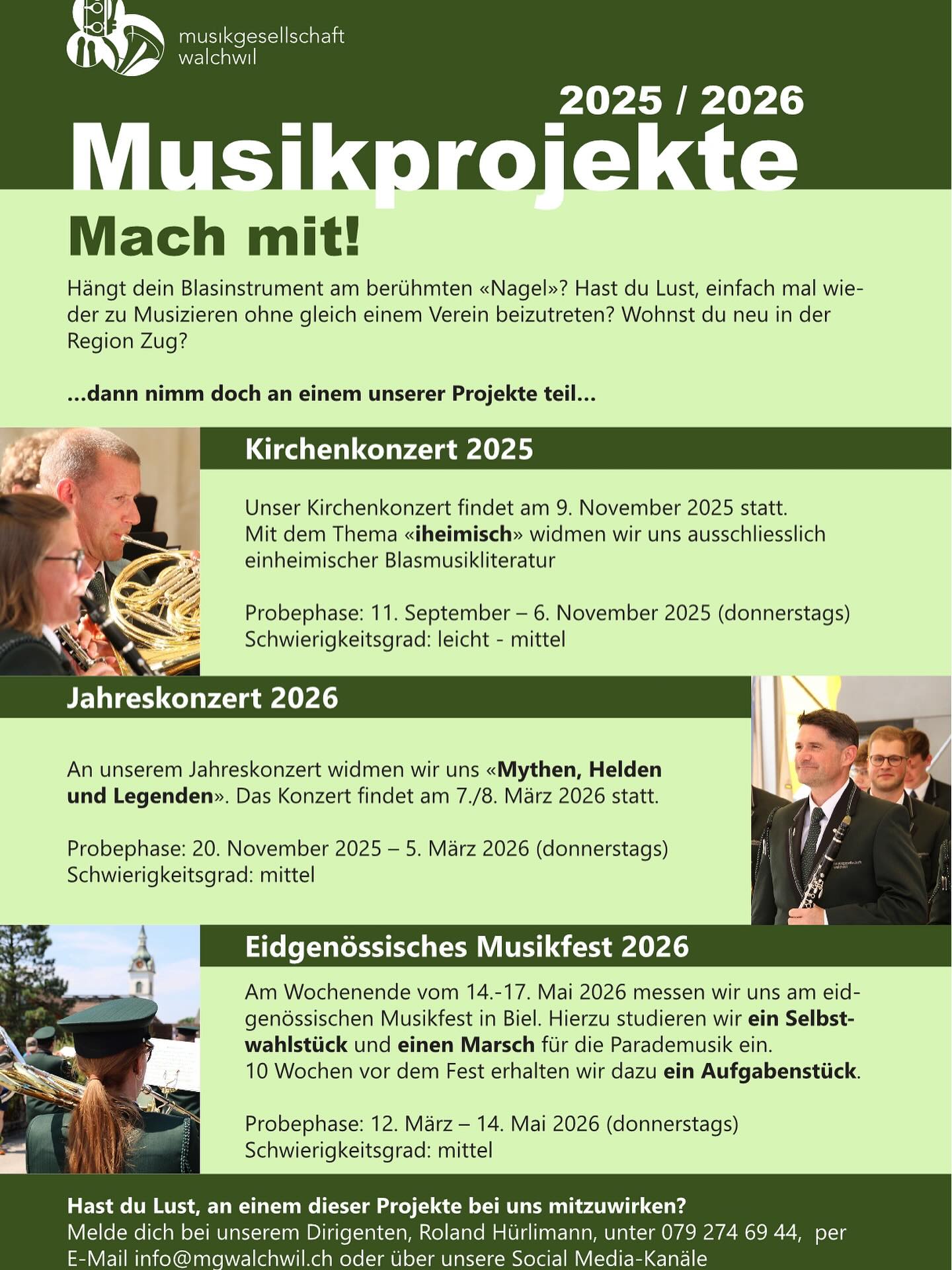🎶 Hast du Lust auf gemeinsames Musizieren?
🎺 Du möchstest dein Blas- oder Perkussionsinstrument wieder mal „in Betrieb“ nehmen?
🎼 Du möchstest projektweise (oder auch langfristig) in einem Musikverein mitmachen?
…dann freuen wir uns auf dich!