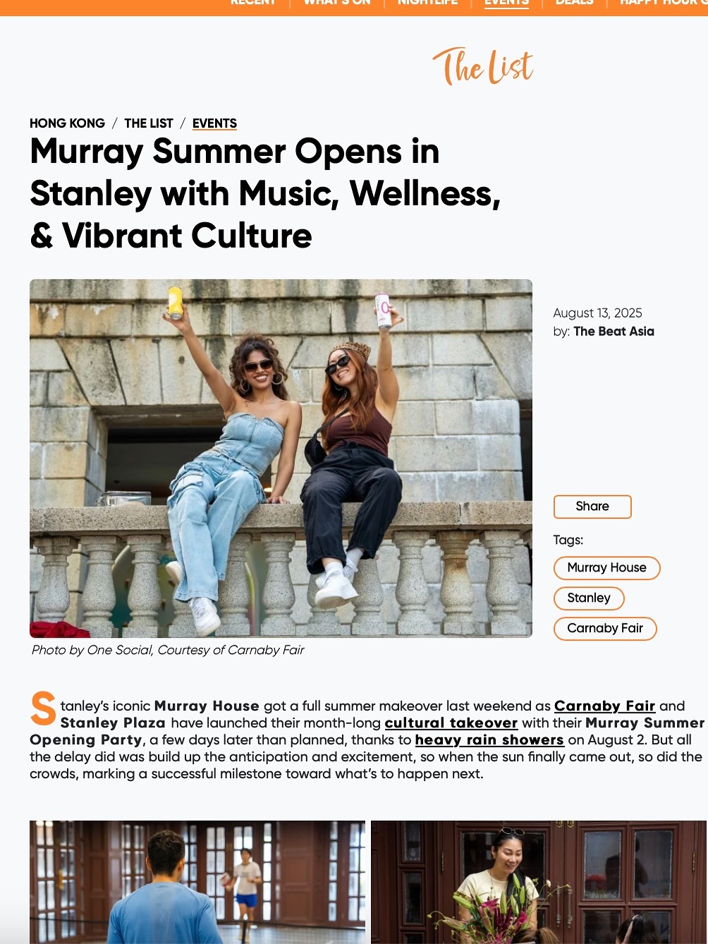 #MurraySummer featured on @thebeat.hkg monthly event highlights. Thank you for the wonderful feature! Read more of the article via https://shorturl.at/xt7wW
@stanleyplazahk
@only.beverages
@drinkneontiger
@doughbroshk
@youngmasterales
@sobersweat.hk
@tova.social
@pizzacentral_hongkong
@labeathongkong
@cantomania_official
@epga_pickleball_padel_golf
@ikigai.hk
@glasscastleco
@ciel_debethleem
@chess_clubhouse_hk
@criticalmass.space
Editorial photos: @onesocialhk