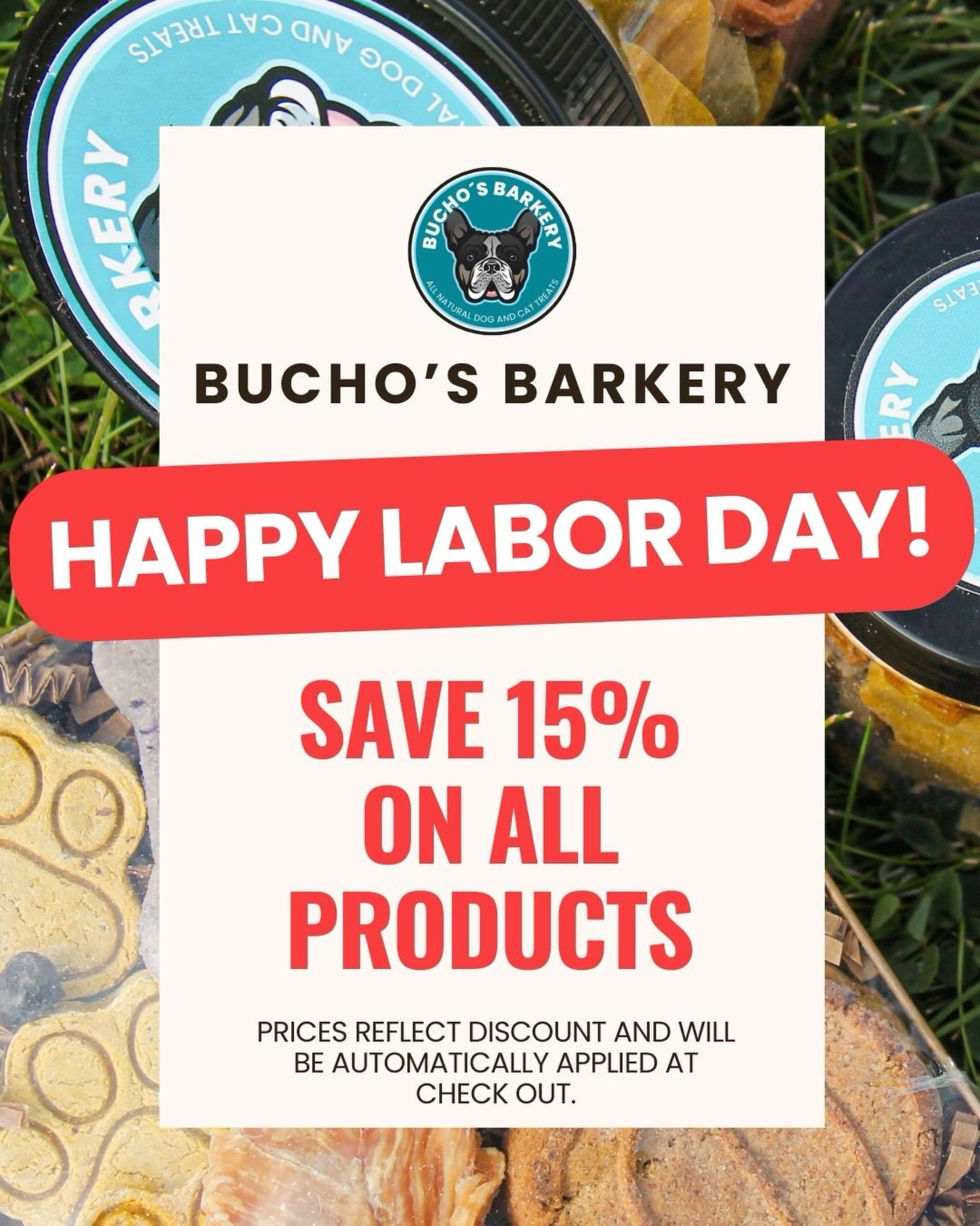 Reward your pup (they work hard too), stock up, and save with this sweet deal on treats! TODAY ONLY. 🎉
#buchosbarkery #labordaysale #labrador #frenchie #dogsofinstagram #savings #happylaborday #natural #dogtreats #barkuterieboard #trainingtreats #petsupplements