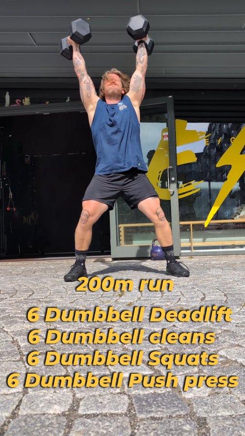 I'm upping my content game. (Trying)
This reel took me literally hours to do 🤣🤣🤣
Here's a great little dumbbell workout I did with our morning class at @eightlife.dk this morning.
It was so good I decided to do it myself. And thought you might want to join in.
8 rounds.
Go every 3 minutes
200m run
6 Dumbbell Deadlift
6 Dumbbell Cleans
6 Dumbbell squat
6 Dumbbell Push press
If you can do it with a pair of 22,5 kgs without setting the dumbbells down, then you're in pretty good shape.
Want more workouts? Let me know what content you want to see more of.