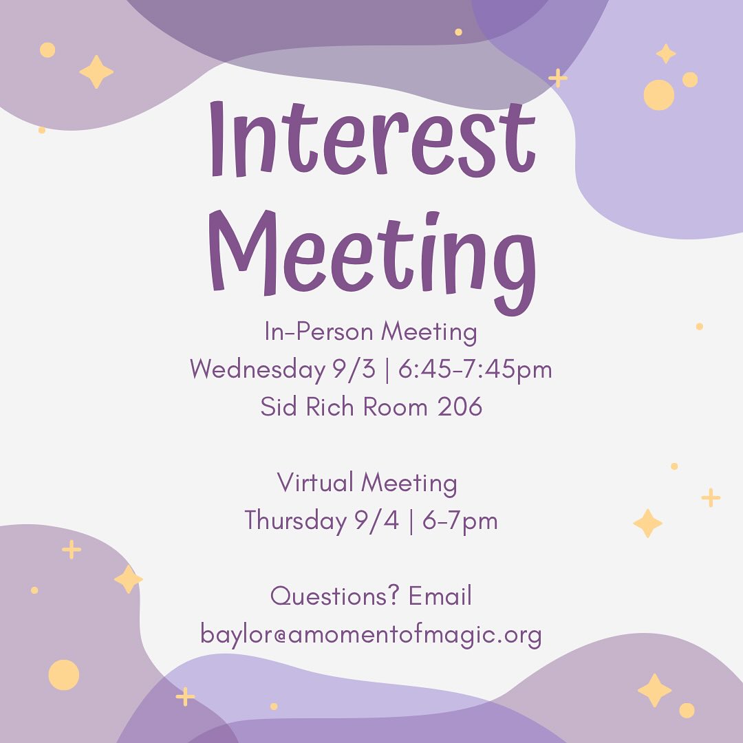 Come by our interest meeting in person or virtually to hear more about AMoM!💜💜💜