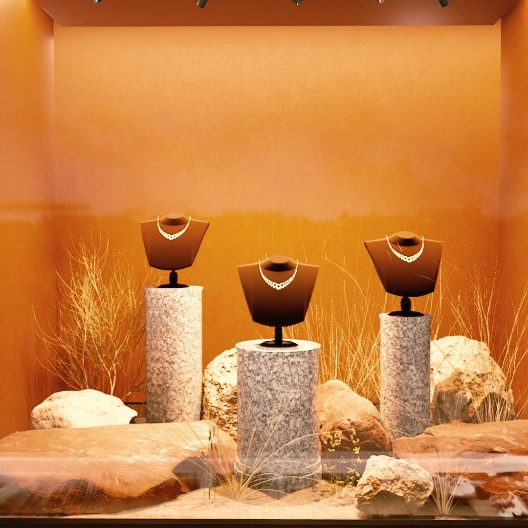 Designing Desire
In luxury retail, lighting is more than illumination — it’s strategy.
• Warm tones elevate gold’s richness.
• Neutral light enhances diamond brilliance.
• Balanced light reveals gemstone depth.
Combined with comfortable seating, every detail is designed to slow the customer journey, invite interaction, and transform a purchase into an experience.
Because in jewelry retail, design doesn’t just showcase pieces — it increases their value.
