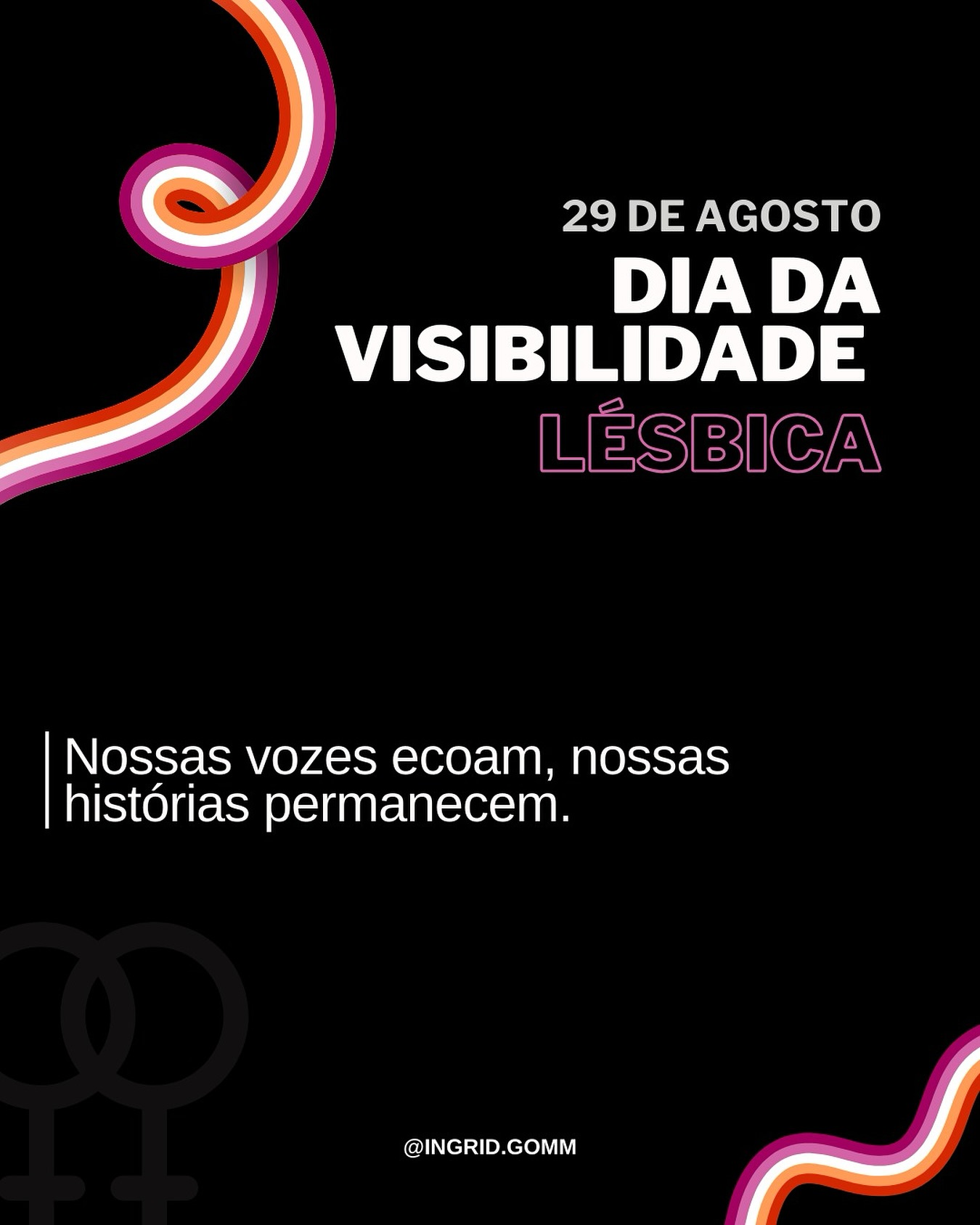 Dia da Visibilidade Lésbica
Nossas vozes ecoam, nossas histórias permanecem.
Que a literatura e a vida sigam abrindo espaço para que mulheres lésbicas sejam vistas, lidas e lembradas.