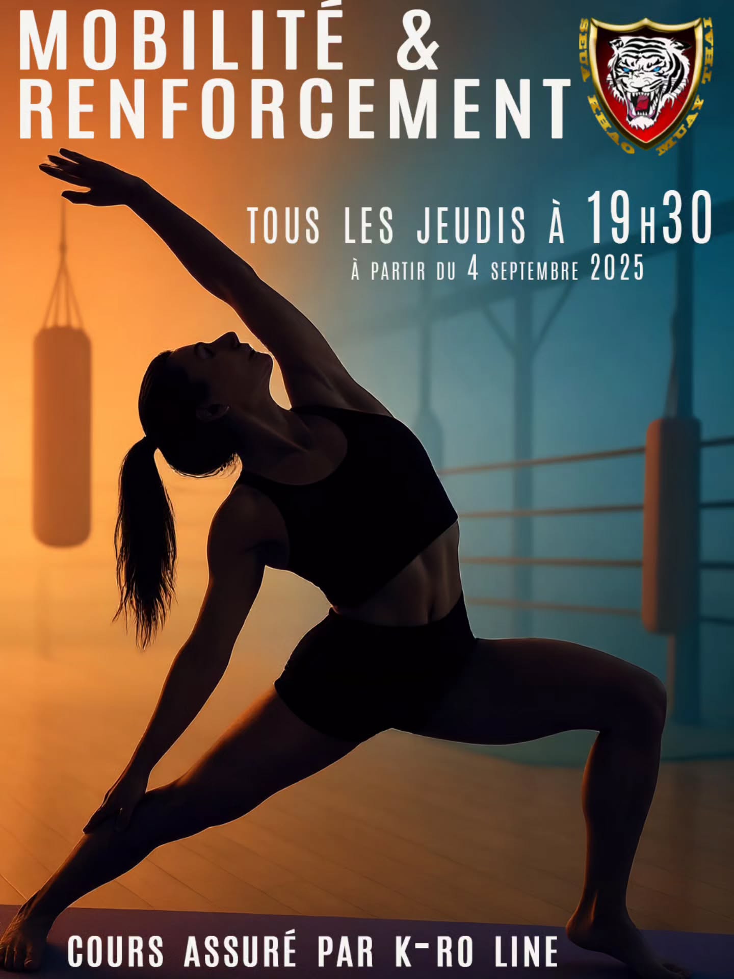 C'ESTOFFICIEL!🔥
Lancement de notre cours de mobilité le 1er septembre !
Dirigé par notre experte @karo_line_hit ,ce cours vous permettra de:
·Améliorer votre performance en combat
. Développer votre mobilité articulaire
·Renforcer votre corps en profondeur
. Trouver l'harmonie entre force et souplesse
Ouvert à TOUS les niveaux-combattants et non-combattants bienvenus.
Places limitées
⏰Réservez votre place en DM ou à l'accueil du club.
#SKMT #Mobilité #Performance #BienÊtre