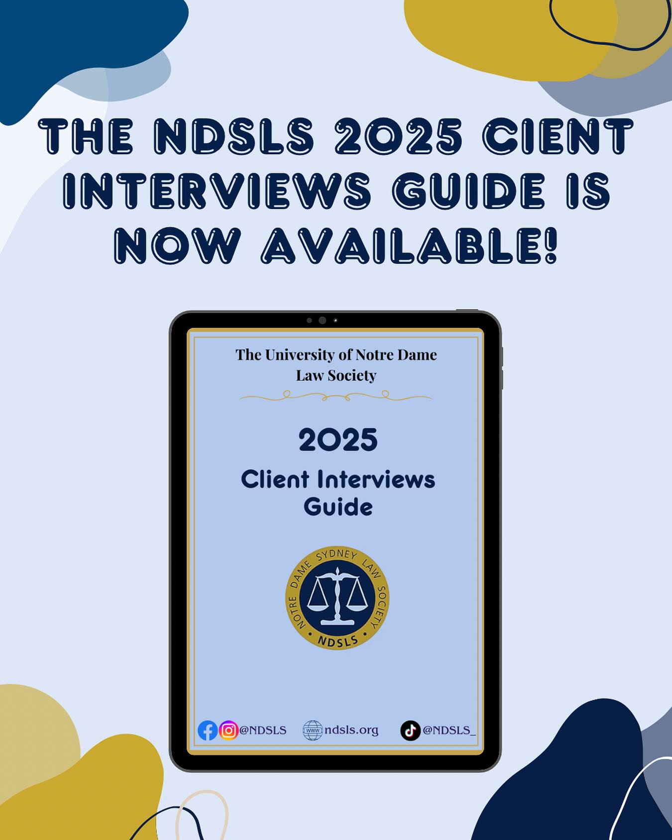 THE NDSLS 2025 CLIENT INTERVIEWS GUIDE IS NOW AVAILABLE!
The NDSLS client interviews guide assists students who are partaking in mooting competitions, and gives tips and guidance on client interviews!