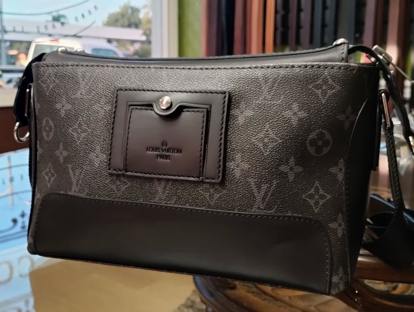 Customer brought in this LV Messenger bag to do some alterations. We removed lid, cut two inches out of height, took card holder from lid and placed it on bag main body. Then we redid interior. Now it is a camera case. #leatherrepair #leatheralterations #handbag # LouisVuitton