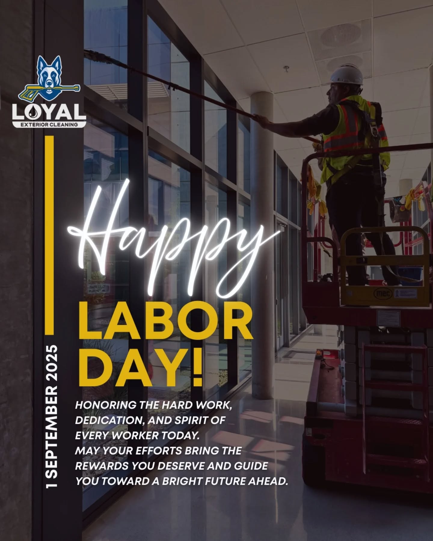 Happy Labor Day from Loyal Exterior Cleaning! ✨
Today, we celebrate every hardworking individual whose dedication builds stronger homes, businesses, and communities. 🙌
And we’re especially proud of our own amazing team 🥰
From all of us at Loyal Exterior Cleaning, thank you for making a difference each and every day. 💙
📝 Licensed • Insured • Safety-Certified
Our Services:
🏢 Window Cleaning | Building Washing | House Washing
💦 Pressure Washing | Roof Cleaning | Gutter Cleaning
🪟 Screen Repair & Replacement | Solar Panel Cleaning | Glass Restoration | Holiday Lights Installation
❤️ Follow us for your FREE ESTIMATE
📞 714-831-7146
🌐 Website link in bio
#loyalexteriorcleaning #pressurewashing #windowcleaning #roofcleaning #solarcleaning #softwashing #windowscreen #powerwashing #cleaningservices #buildingwash #christmaslights #residentialcleaning #commercialbuilding #luxuryhomes #socalrealestate #cleaningcompany #socal #losangeles #orangecountyca #socalhomes #propertymanagement #realestate #propertymanagers #realtor #exteriorcleaning