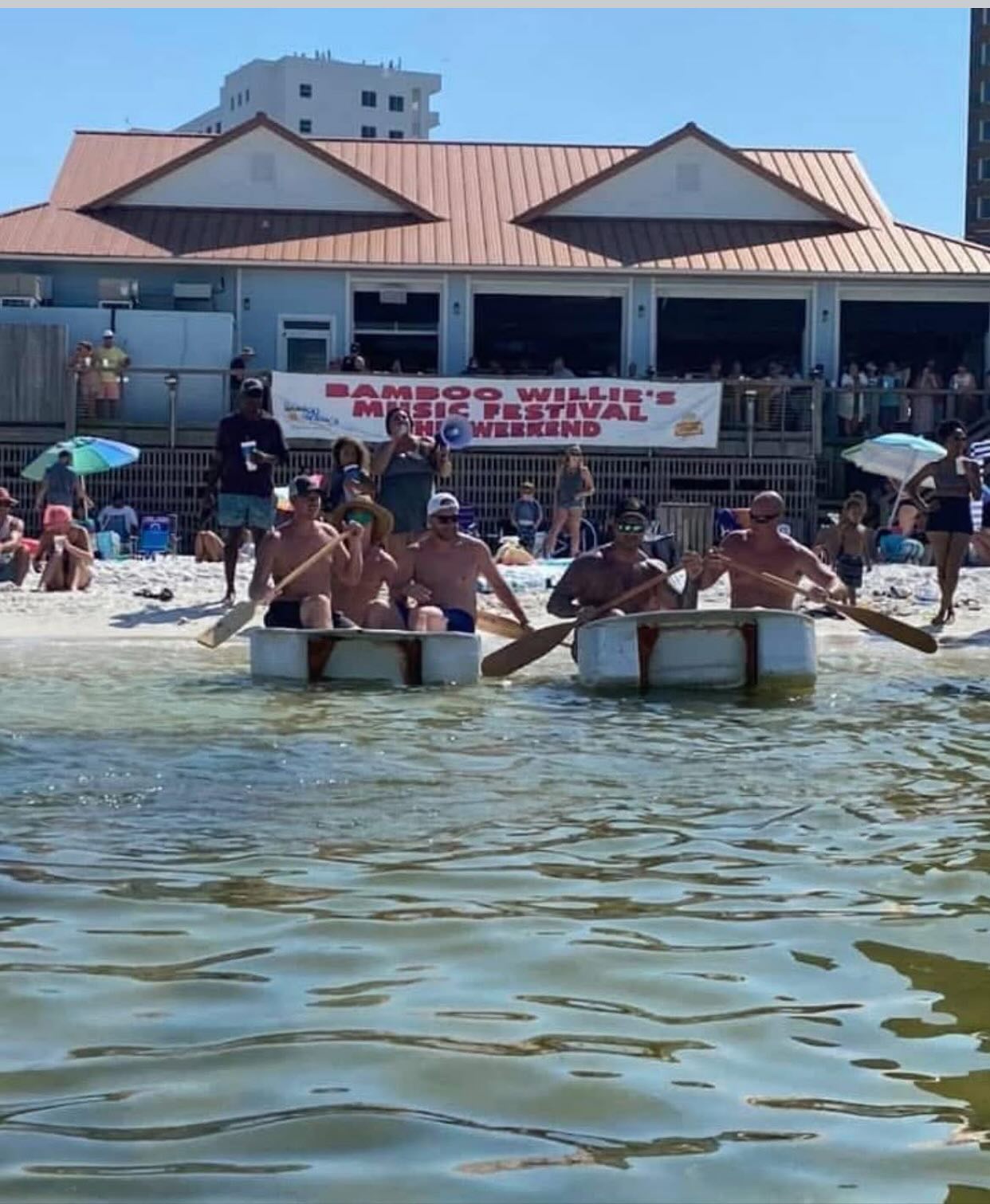 Bathtub Races at Bamboo Willies today at 2pm 🛀💦🌊 Thanks @pensacola_beach_chamber @bamboowillies
