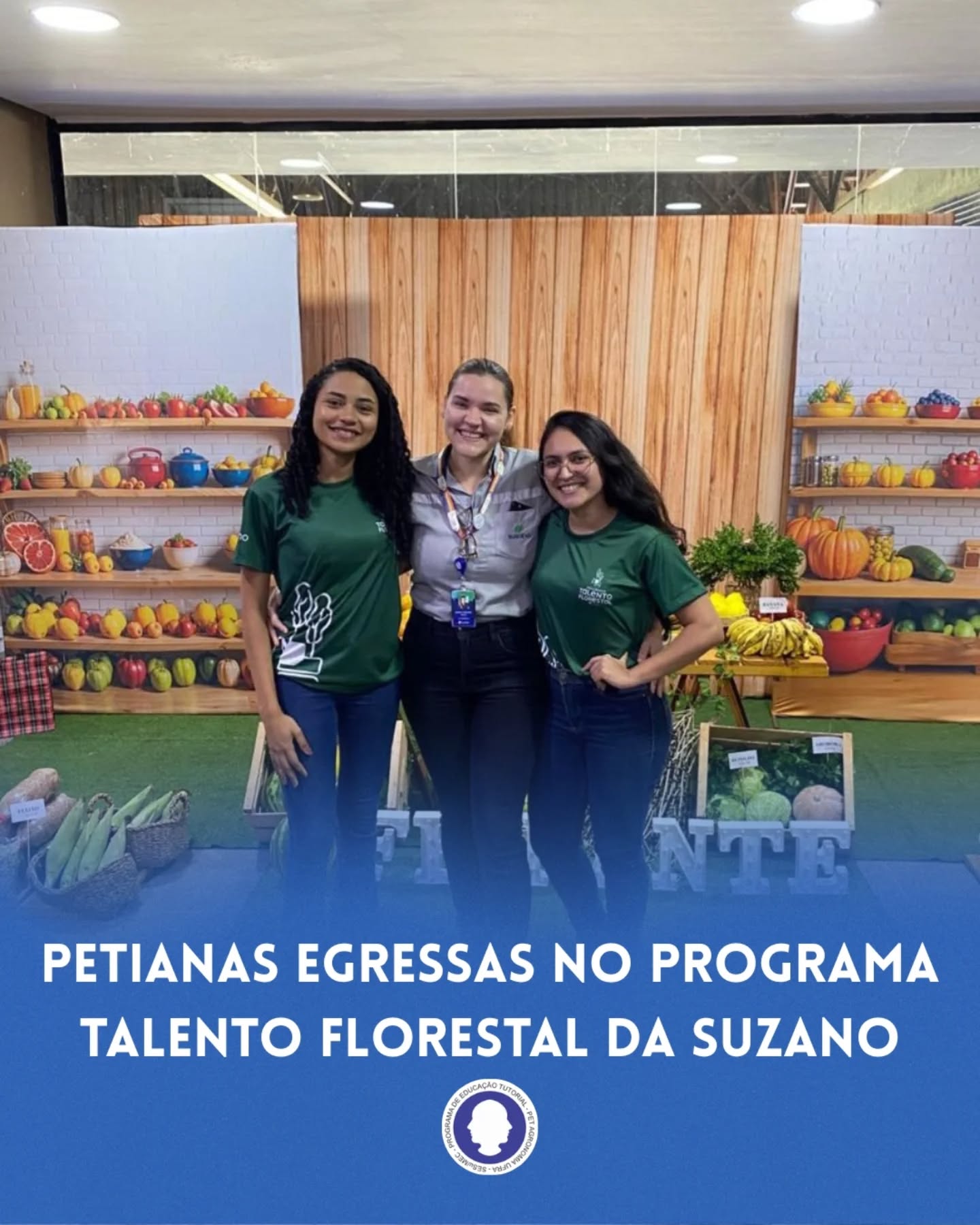 Parabéns de hoje para as nossas egressas do PET Agronomia que se encontraram no programa Talento Florestal da Suzano.
Gleice e Jennifer foram selecionadas no programa e encontraram por lá a Bianca que está no programa da empresa Suzano há mais tempo.
É um orgulho para nós do PET Agronomia, acompanhar os caminhos de sucesso de nossos egressos da UFRA e do PET.
Uma vez petiano, sempre petiano.
#pet #suzano #egressas #ufra