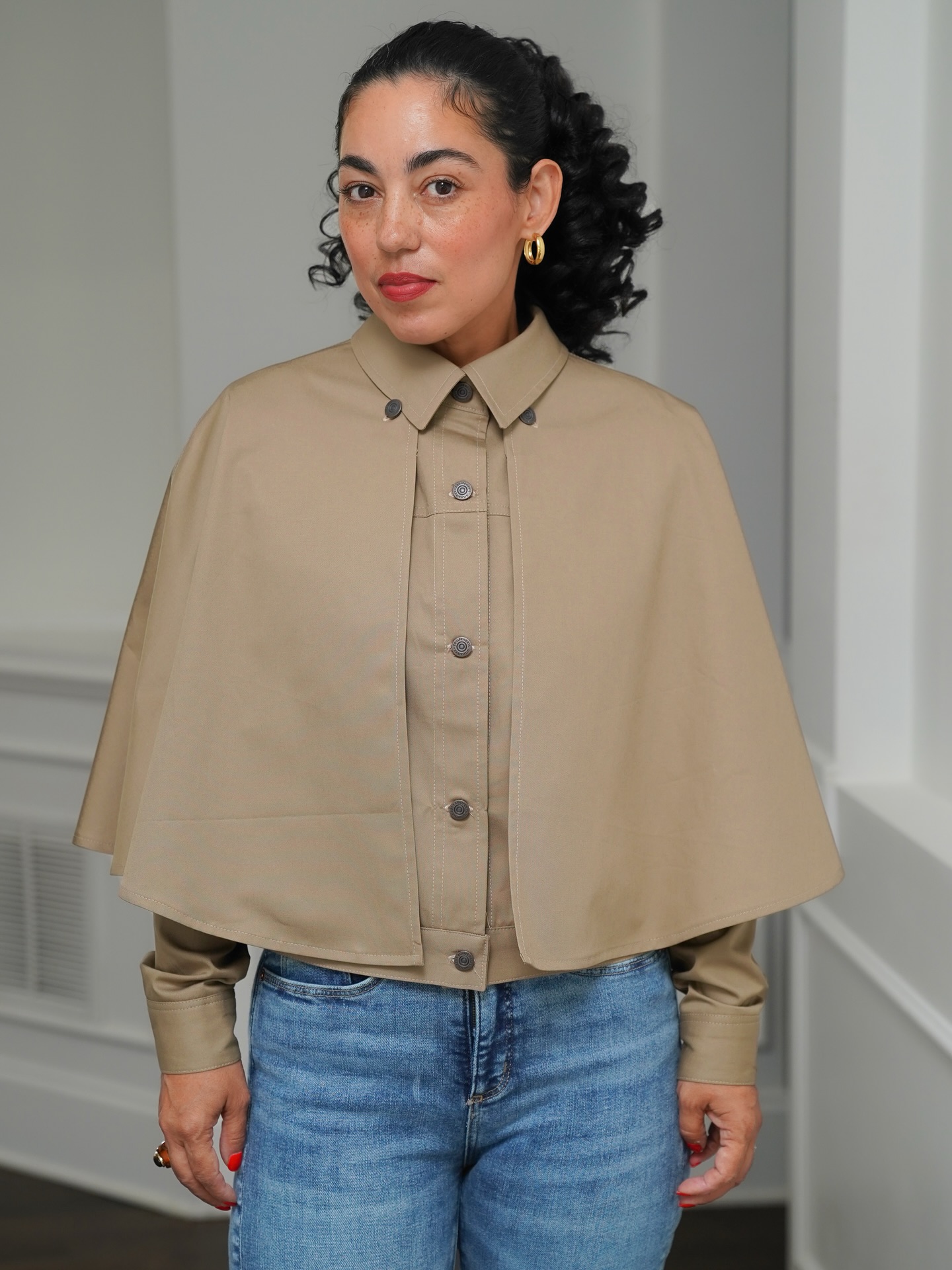 NEW FALL PATTERN ❤️ I’m getting ready to film the sew-along. Pattern will be available soon. Shop all my patterns at simplicity.com | Jacket with detachable cape 😊 Love you guys!!