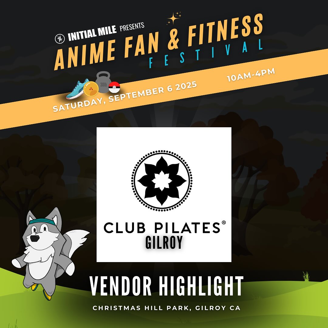 If you’re a local of Gilroy and looking to change up your fitness routine or looking to improve mobility, flexibility and strength, check out @clubpilatesgilroy at our inaugural Anime Fan and Fitness Festival next weekend Saturday September 6 at Christmas Hill Park and learn how you can get started on your Pilates journey! #animefanandfitnessfestival #initialmile #adaptevolveascend #animefest #animefans #anime #animelife #fitnessfest #fitnesslifestyle #fitlife #fitnessfest #bayareaevents #gilroy #clubpilates #clubpilatesgilroy #pilates