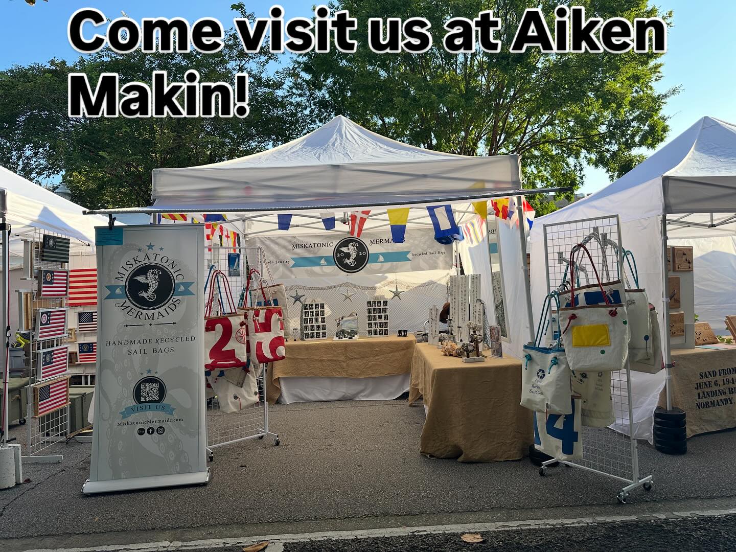 Come stop by and see us this weekend at Aiken Makin! @aikensmakin #miskatonicmermaids #sailbags #handmadejewelry #handmade