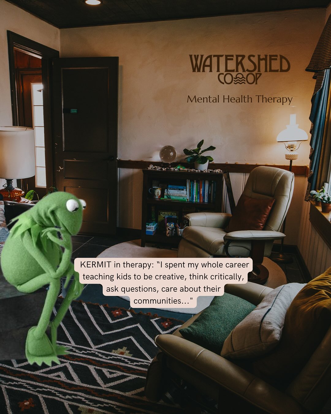 đTo that inner child who believed we would make the world a better place for all monsters?
Weâre still in there. đ
Some days it feels overwhelming â like all those lessons about kindness, creativity, and caring for others donât matter in todayâs world. But they do.
Now more than ever, your HOPE is both courageous and important.
At Watershed Wellness COOP our skilled Mental Health Therapists are trained in a variety of clinical approaches to support trauma informed, individual, family and group therapy. We offer both in-person, and virtual sessions, with sliding scale availability.
If you are feeling lost? Anxious? Like the world forgot how to care? We see you. We are here.
Please reach out to see if one of our mental health therapists is right for you.
Link in bio
đFOLLOW THE WATERđ
đ¸ photos by our talented neighbor @_spicemedia_
đŤś
EMERGENCY MENTAL HEALTH RESOURCES:
National Suicide Prevention Lifeline: 988
Crisis Text Line: Text START to 741741
Crisis Center: 615-244-7444
Nashville Behavioral Health Hotline: 615-342-1450
#mentalwellness #traumainformedcare #partswork #innerchild #clinicalhypnotherapy #brainspotting #talktherapy #lgbtqia #nuerodivergent #kermitmemes #hope #ilysmâĽď¸