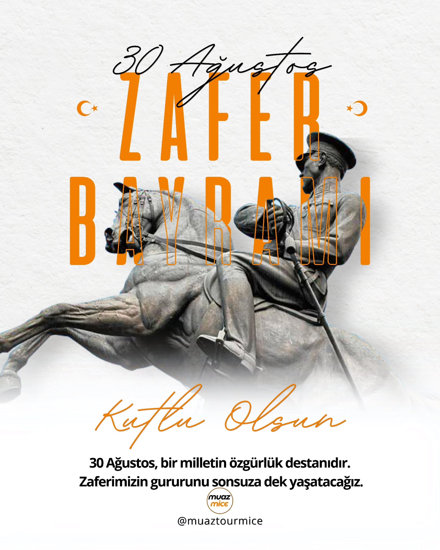 30 Ağustos Zafer Bayramımız Kutlu Olsun 🇹🇷
Gazi Mustafa Kemal Atatürk ve silah arkadaşlarını, aziz şehitlerimizi ve gazilerimizi minnetle anıyoruz.
Bu büyük zafer, milletimizin bağımsızlık ve özgürlük yolundaki en güçlü adımıdır.
#30Ağustos #ZaferBayramı #MuazTourmice #Atatürk #Türkiye #29Ekim #Cumhuriyet #Zafer #BüyükTaarruz #Kurtuluş #30AğustosZaferBayramı