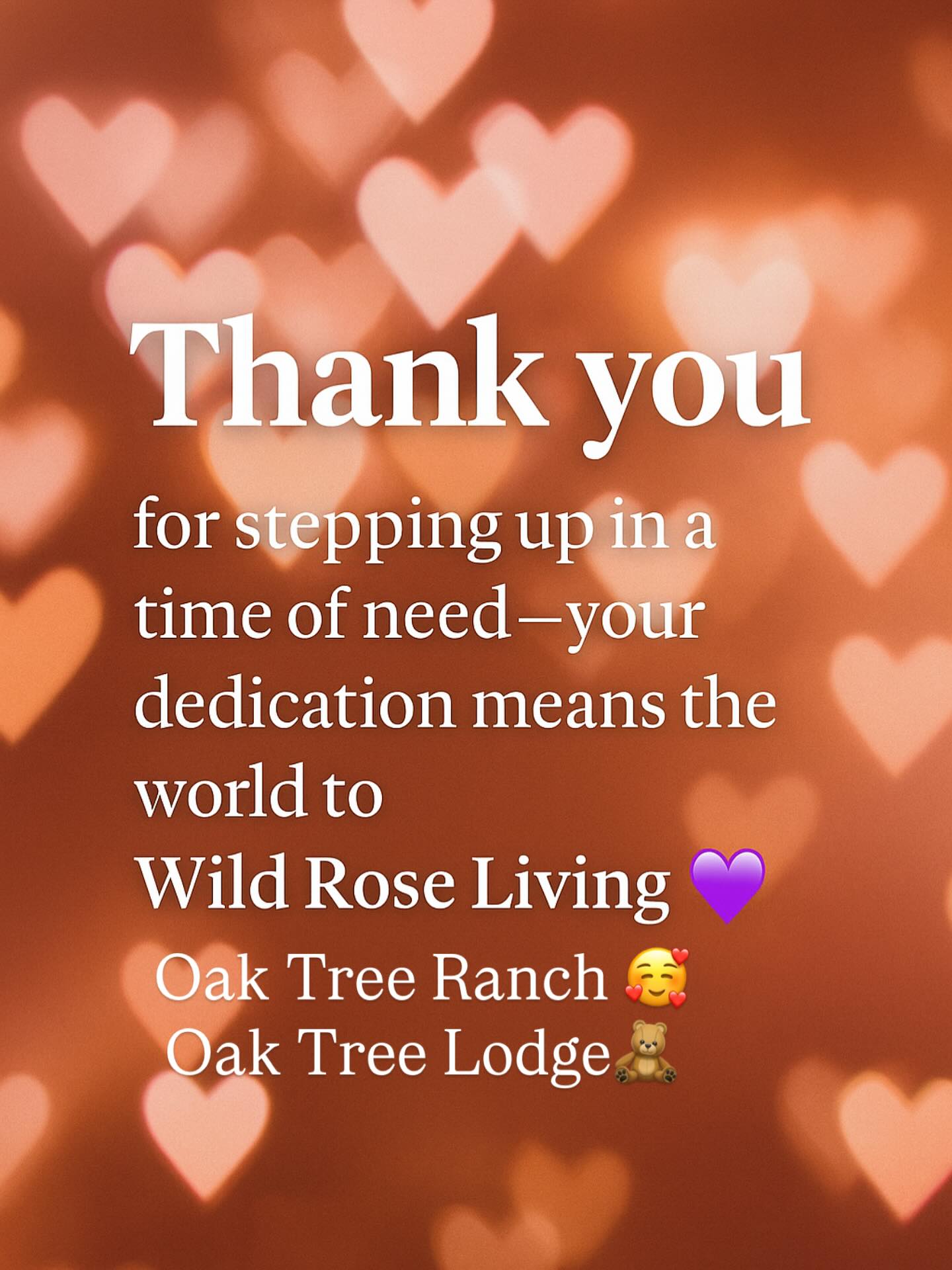 🌟 Employee Appreciation 🌟
We want to extend a heartfelt thank you to our amazing team members for stepping up to the plate in a true time of need. Your dedication, reliability, and commitment to our residents and to Wild Rose Living , Oak Tree Lodge & Oak Tree Ranch do not go unnoticed.
Because of you, our residents continue to receive the care, love, and support they deserve. 💜
We are not just a team — we are a family. Thank you for being there when it mattered most. 🙏✨@ Sam, Kristal, Gabby, Will & Jeremy.
#WildRoseLiving #PorciniLLC #EmployeeAppreciation #Gratitude #SeniorCareWithLove #oaktreelodge #oaktreeranch #seniorcaregiver