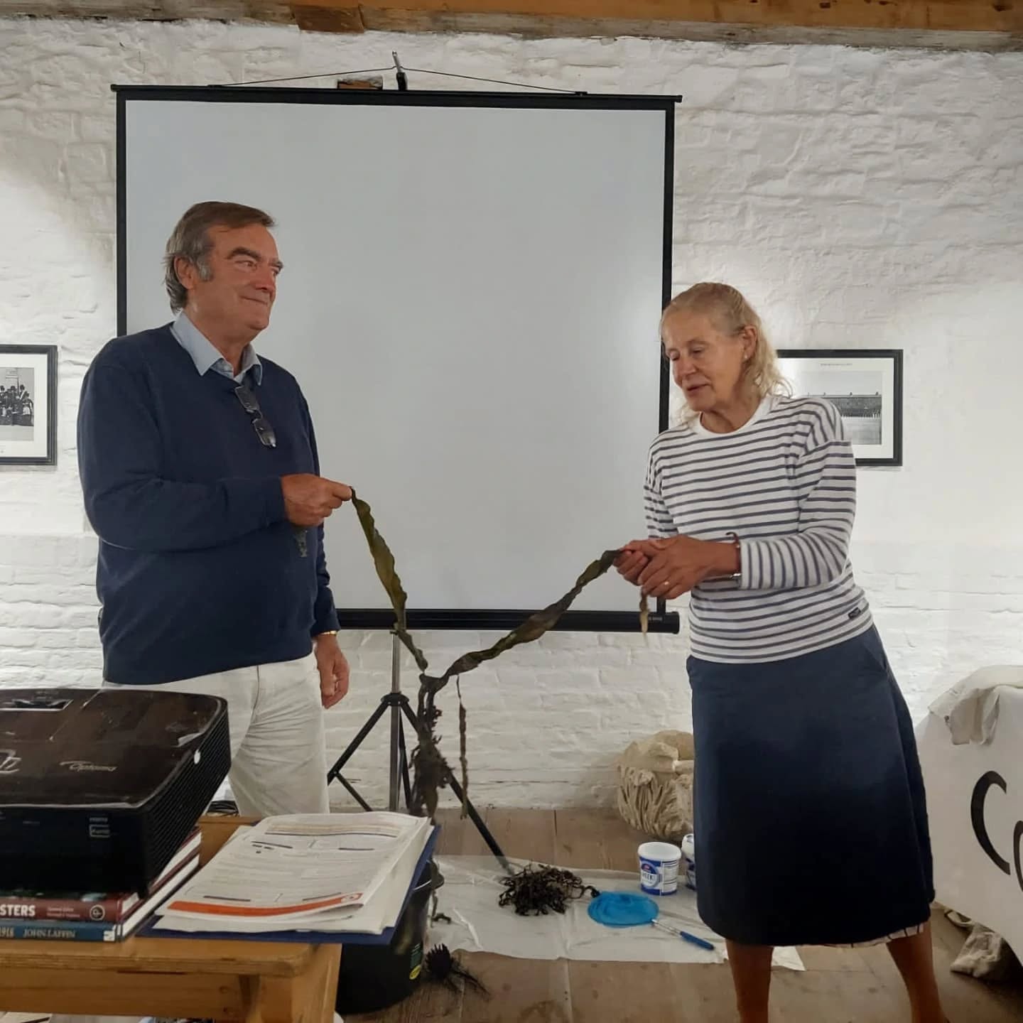 What a wonderful launch of our Autumn Shore Survey 2025 at the Gunpowder Room at Charles Fort, Kinsale yesterday. Despite the wet & windy weather we were joined by a great mix of special guests, Coastwatchers and interested individuals and families. Karen Healy, Head Guide at the Fort gave us a warm welcome and some of the fascinating history of this historic site. Karin Dubsky gave the background & overview of the Survey, with the joint Cork Regional Coordinators Bernadette Connolly & Dolf D'hondt providing MC and more detailed information from Dolf on some of the special features we can find on the coast such as seafrass, maerl, kelps and honeycomb reef. Peter Fitzgerald, local resident and long term sailor officially launch the 2025 suvey, instead of a ribbon more aptly a nice piece of Kelp sufficed! Marine Biologist & seasoned diver Dr @Timbutter @CorkSubAquaClub gave a great insight into the beds in Kinsale & Oysterhaven and the importance of seagrass & the urgent need to protect it. Corina Hanrahan, Climate Directorate Cork City Council highlighted the work the City is doing with regard to the EU Mission: Protect Our Oceans & Water, the success of hosting #EuMaritimeDay (EMD) & the Blue Cities Network launched in #cork with her colleague Peter Medway thanked for the support the City has provided to our Seagrass Campaign. Great to have Brian Fitzgerald Department of the Environment, Climate and Communications in attendance as the Department is supporting the 2025 Survey. Unfortunately the weather dampened our explore but we had delicious refreshments provided by Tracy & team at @LemonLeafCafe Kinsale in the cosy tearooms with lots of animated conversations. Cathal D'Hondt had brought his excellent shell collection, from Bantry Bay shores, along to view whilst Mum @juliacooper shared the range of amazing @SeasearchIreland publications available on different species once you get the Survey bug. It looks like we will have the coast of Kinsale covered with such enthusiasm from local attendees to Survey, we are delighted with this interest. People will find all the details, links & materials on the website as well as contacts for the Coordinators.