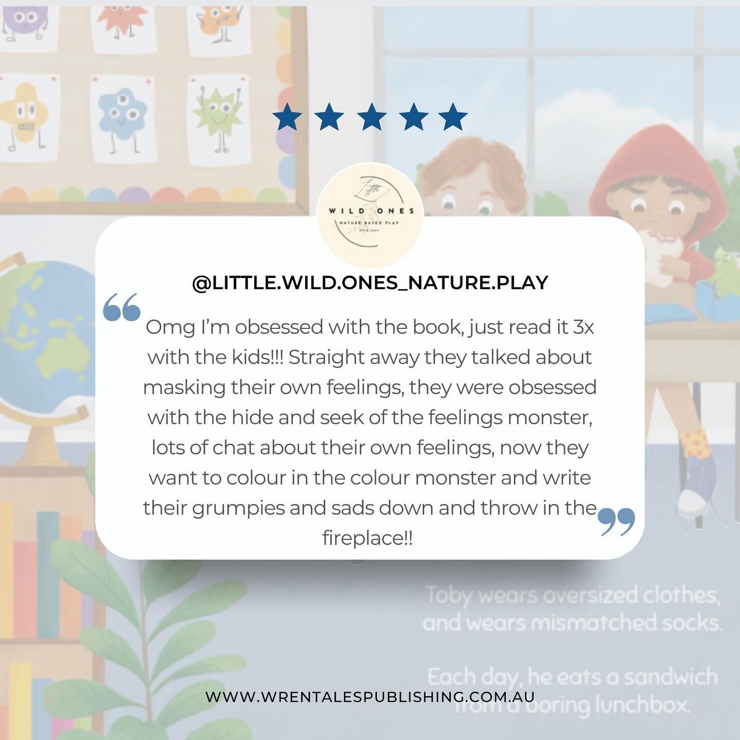 My heart is so full after receiving this review 💛 Thank you @little.wild.ones_nature.play for sharing such kind words. Knowing that Finding Toby’s Smile is being enjoyed in the exact way I’d hoped for — sparking conversations, creativity, and connection — is the best gift I could ever receive. ✨
I’m so grateful to everyone who takes the time out of their day to message through their thoughts on my books — it truly means the world.
#FindingTobysSmile #PictureBooks #ChildrensBooks #EmotionalWellbeing #Gratitude #BookReview