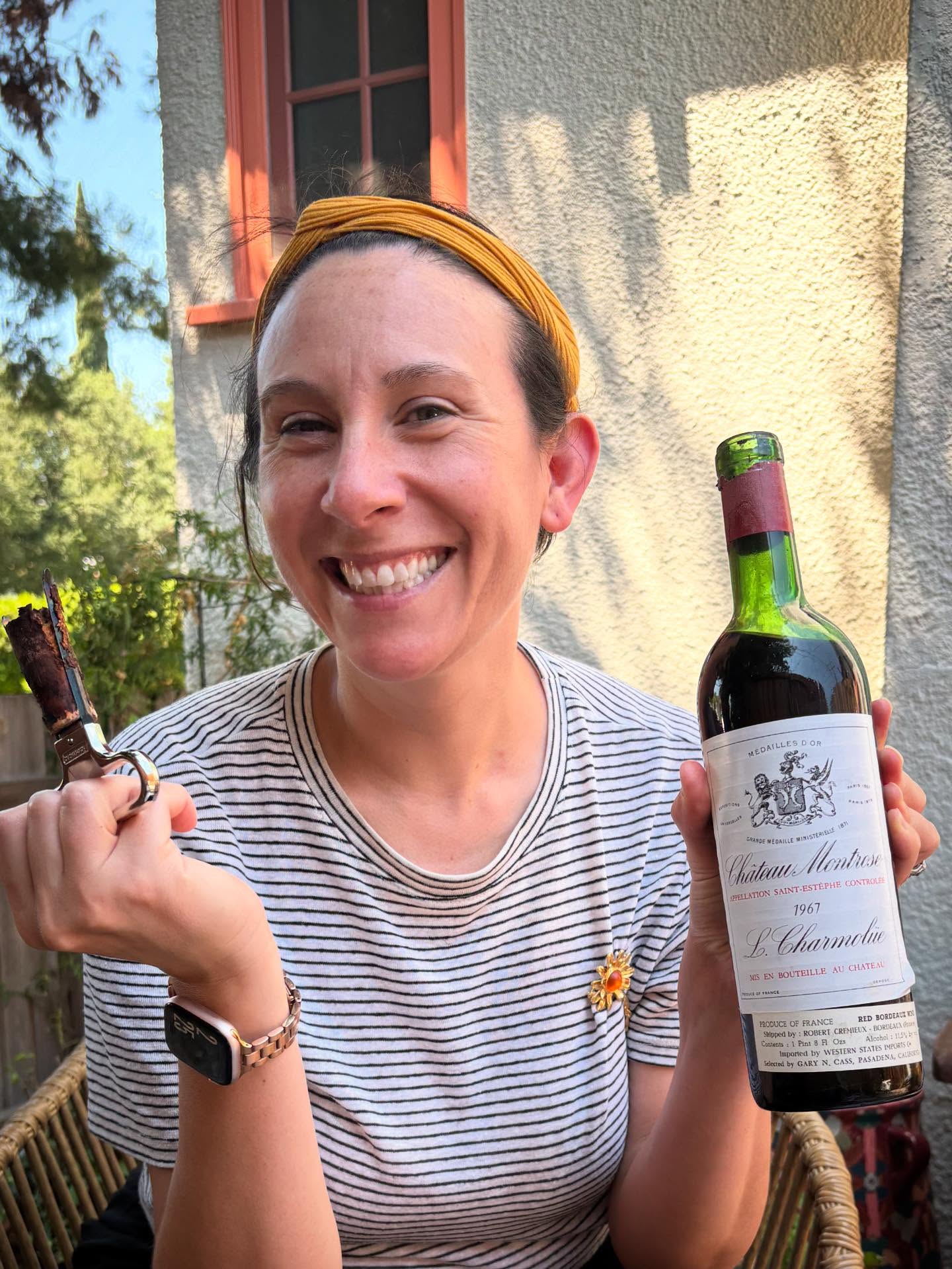 Chateau Montrose…1967! This is the oldest vintage I’ve tried to date, and what an experience, I tell ya! It was a truly special moment to taste something this aged (we still hadn’t landed on the moon yet when this bottle was produced), and this prestigious (my very first second growth of Bordeaux!). Although past its prime, there was still complexity with pure tertiary notes of leather, fig, prune, tar, raisin, molasses, game, Forrest floor, truffle, walnut and the list goes on. The acid remained high, and the finish had a dusty orange quality, almost like Tang with vinegar with whispers of nail polish remover- but not bad to be honest. Oxidized as expected, but still full of surprises! It for sure isn’t for everyone, but it sure was for me (and Julie too… she is my wine ride or die. My #partnerinwine Thanks Julie!) @chateau_montrose #1967 #1967vintagewine #chateaumontrose #secondgrowth #winenotes #winegeek #winegeekery #nerdalert #winelover #winetime #winestudy #oldwine #funwithwine #agoodtimewashadbyall #sommelier #sommlife #somm #somming #cheers