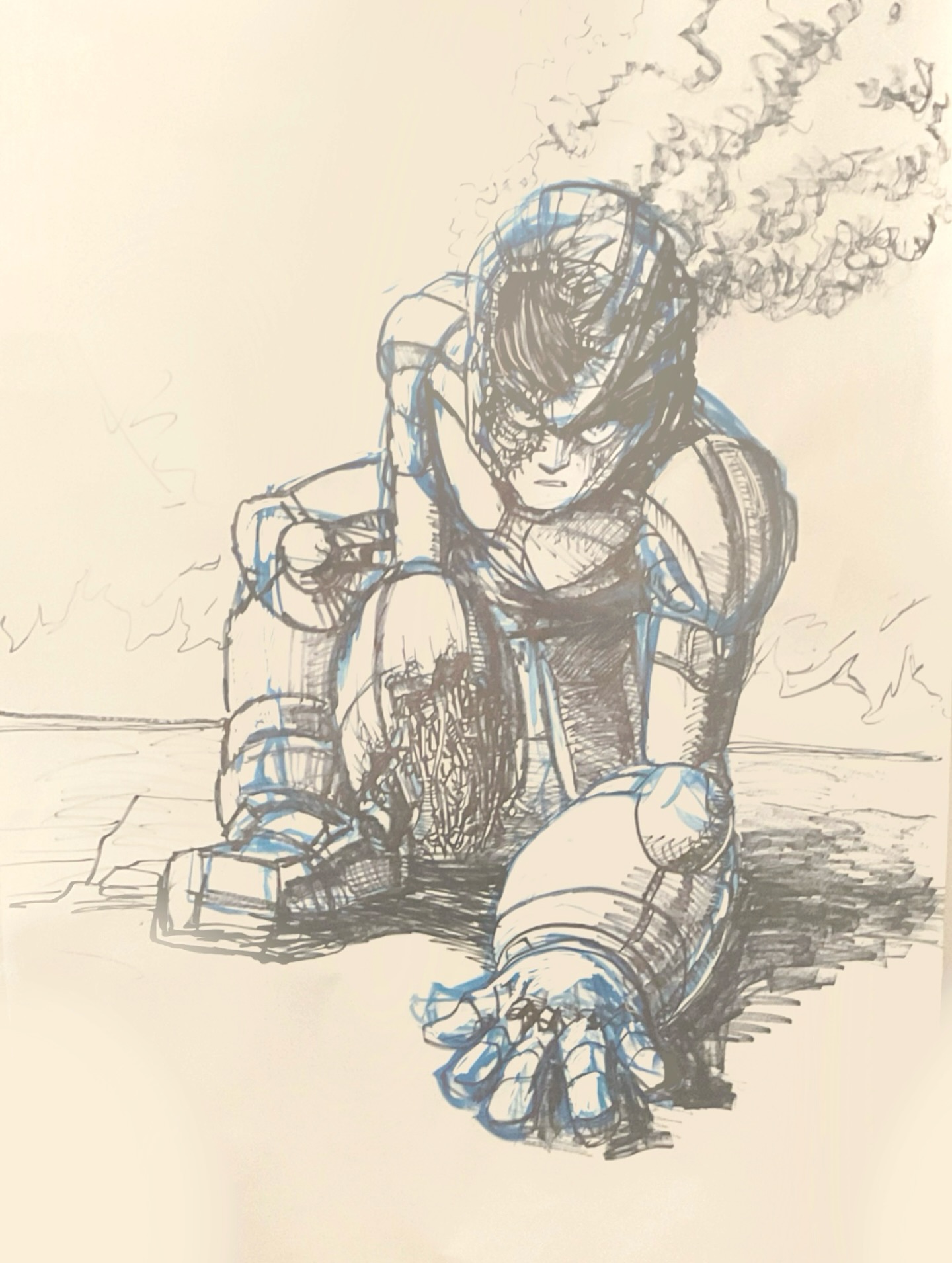 "Heart Machine"
A late night sketch inspired by Mega-Man, the courageous hero who volunteered to be cybernetically modified by Dr. Light in order to fight the Villainous Dr. Wily's robotic henchmen.