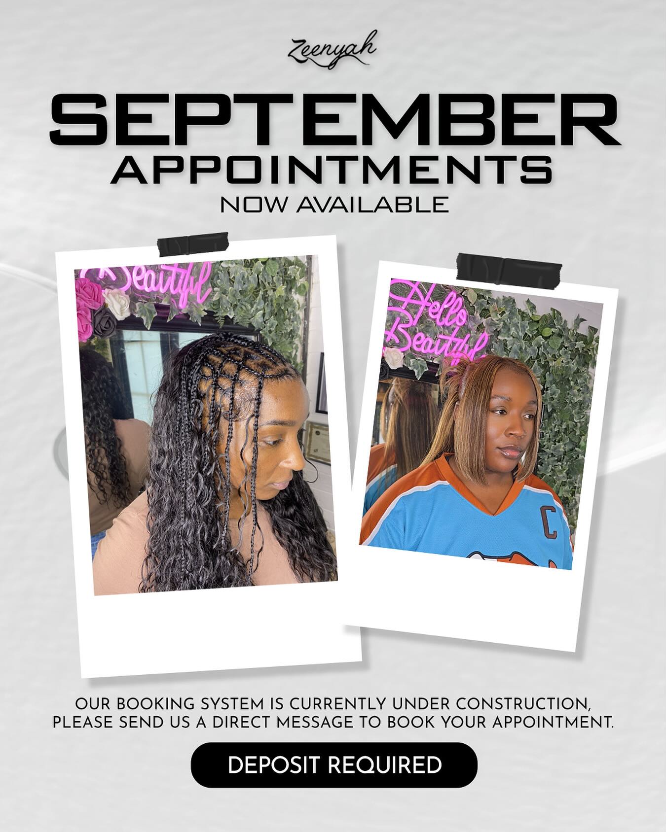 Happy New Month lovelies ❤️ this September we have some new services launching this month be sure to use the booking page to secure your slot !
#hairbyzeenyah #wigs #londonwigmaker #wiginstalls #rawhair #lacewigs #gluelesswigs