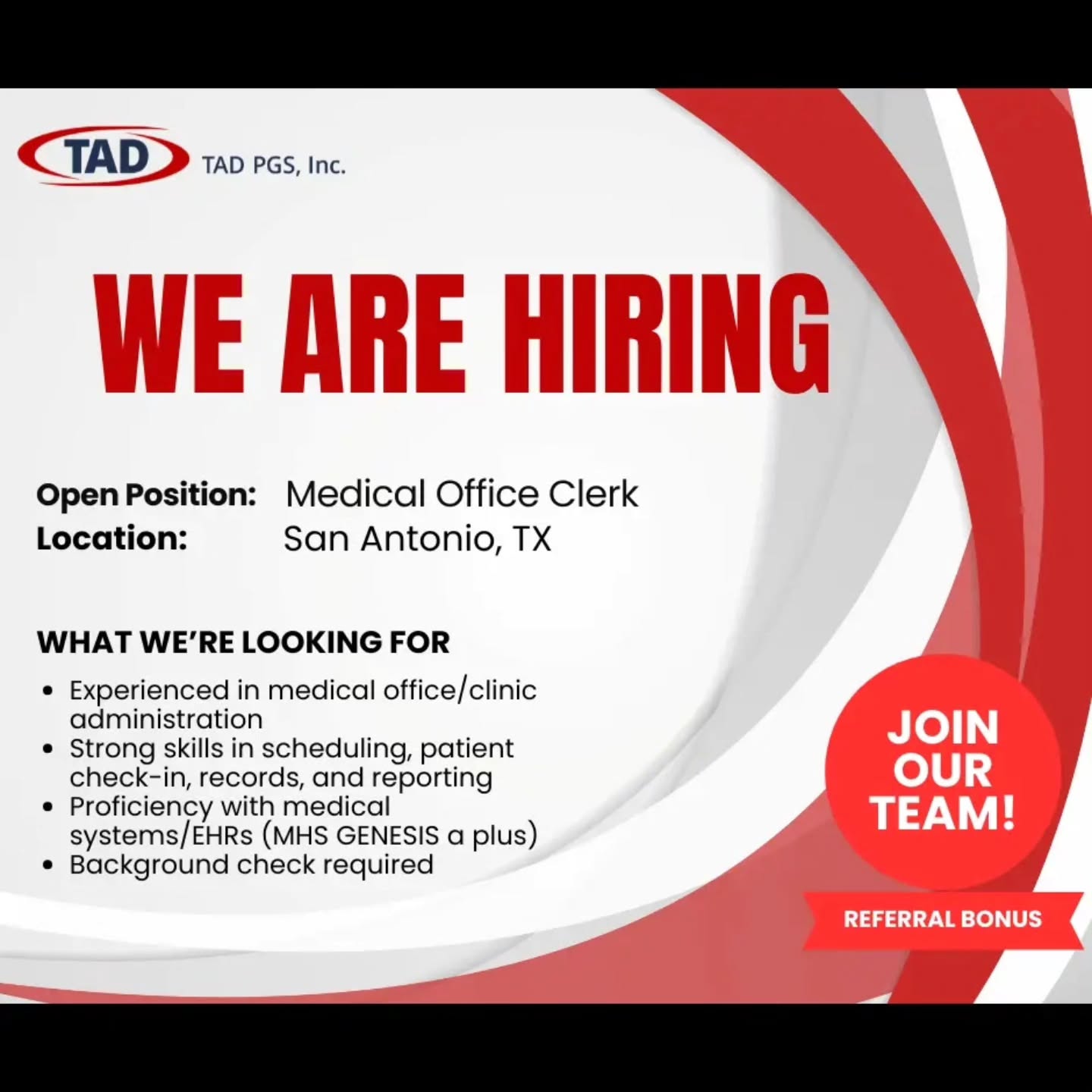 📩 DM me to apply or get more info today.
#NowHiring #SanAntonioJobs #HealthcareJobs #MedicalOfficeClerk #TexasJobs #JoinOurTeam #ReferralBonus #newjobs #jobsearch #recruitment #recruiting #office