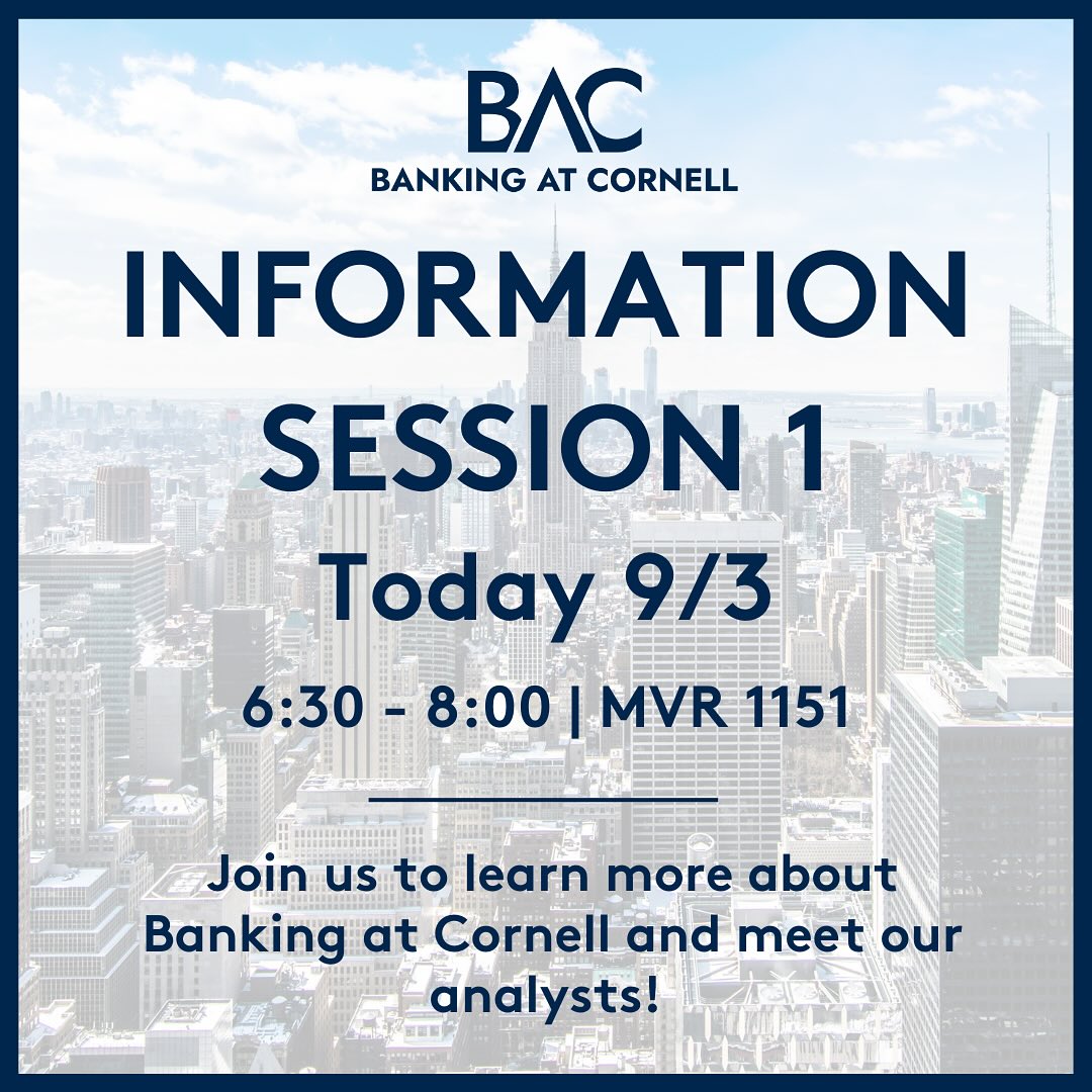 BAC is excited to be hosting our first Information Session tonight at 6:30! Come by to MVR 1151 to learn more about BAC and meet some of our analysts. See you then 🎉