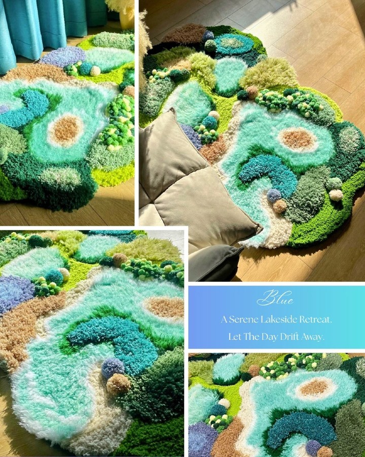 Think lakeside mornings and endless calm… Our blue moss rug is pure resort relaxation vibes 💦💙 Soft, soothing, and so fun to make – it’s like a mini vacation for your feet. 🛶✨
#DIYDecor #CraftAtHome #CozyLiving #HandmadeHome #BlueMossRug