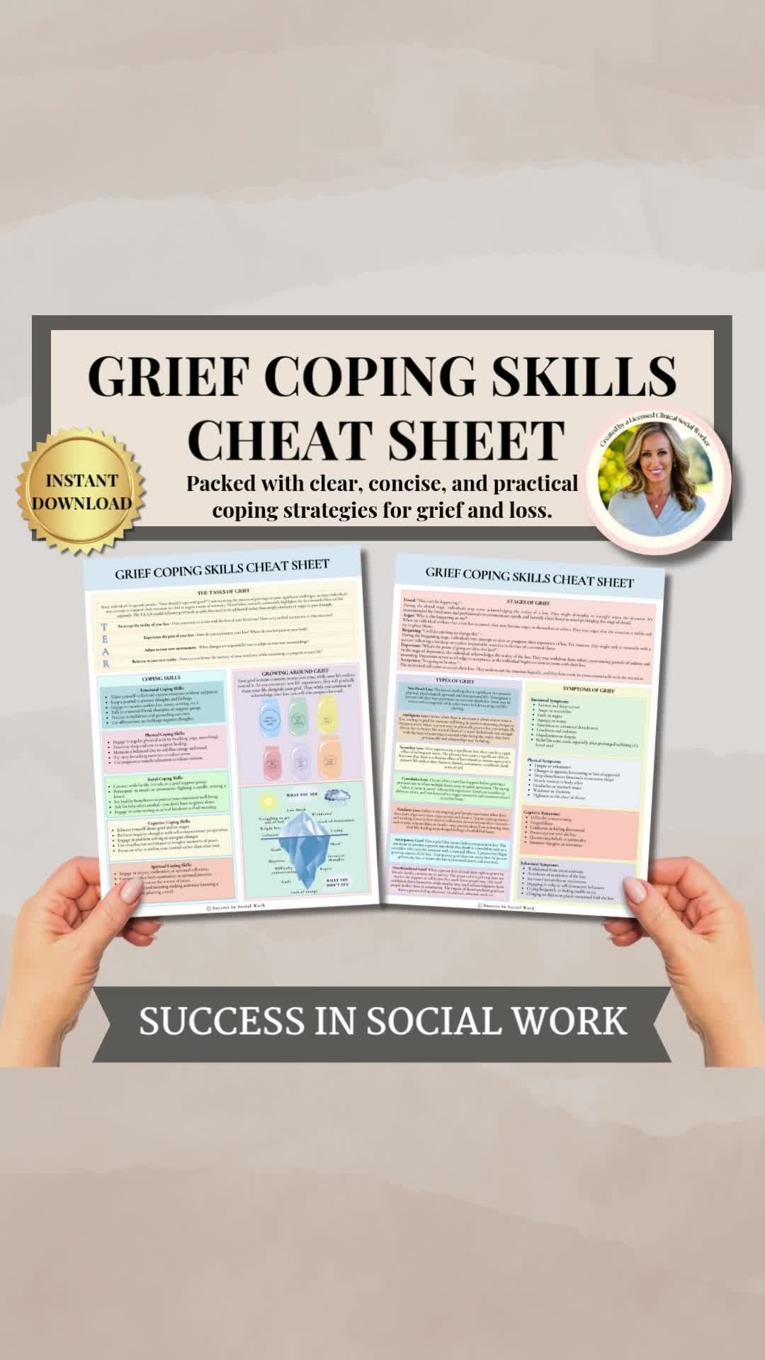 Grief doesn’t follow a schedule… but support should always be within reach.
ㅤ
Whether you're navigating your own grief or supporting someone through theirs, knowing what to expect and how to cope can make all the difference. 💔➡️💛
ㅤ
📝 This 2-page Grief and Loss Coping Skills Cheat Sheet (created by a Licensed Clinical Social Worker) gives you:
ㅤ
🔹 A clear breakdown of common grief symptoms—emotional, physical, cognitive & behavioral
🔹 Actionable coping strategies for managing grief in healthy, practical ways
🔹 Easy-to-follow emotional regulation and self-care techniques
🔹 A quick-reference tool you can use in therapy or on your own
ㅤ
This is for:
✔️ Therapists & counselors supporting clients through loss
✔️ Parents or caregivers guiding a loved one
✔️ Anyone who’s grieving and just needs something solid to hold on to
ㅤ
💬 Comment “GRIEF” for a direct link to download.
ㅤ
#GriefSupport #GriefAwareness #MentalHealthTools #GriefRecovery #TherapyResources #HealingAfterLoss #CopingWithGrief #GriefTherapy #MentalHealthMatters #SuccessInSocialWork #PrintableTherapyWorksheets