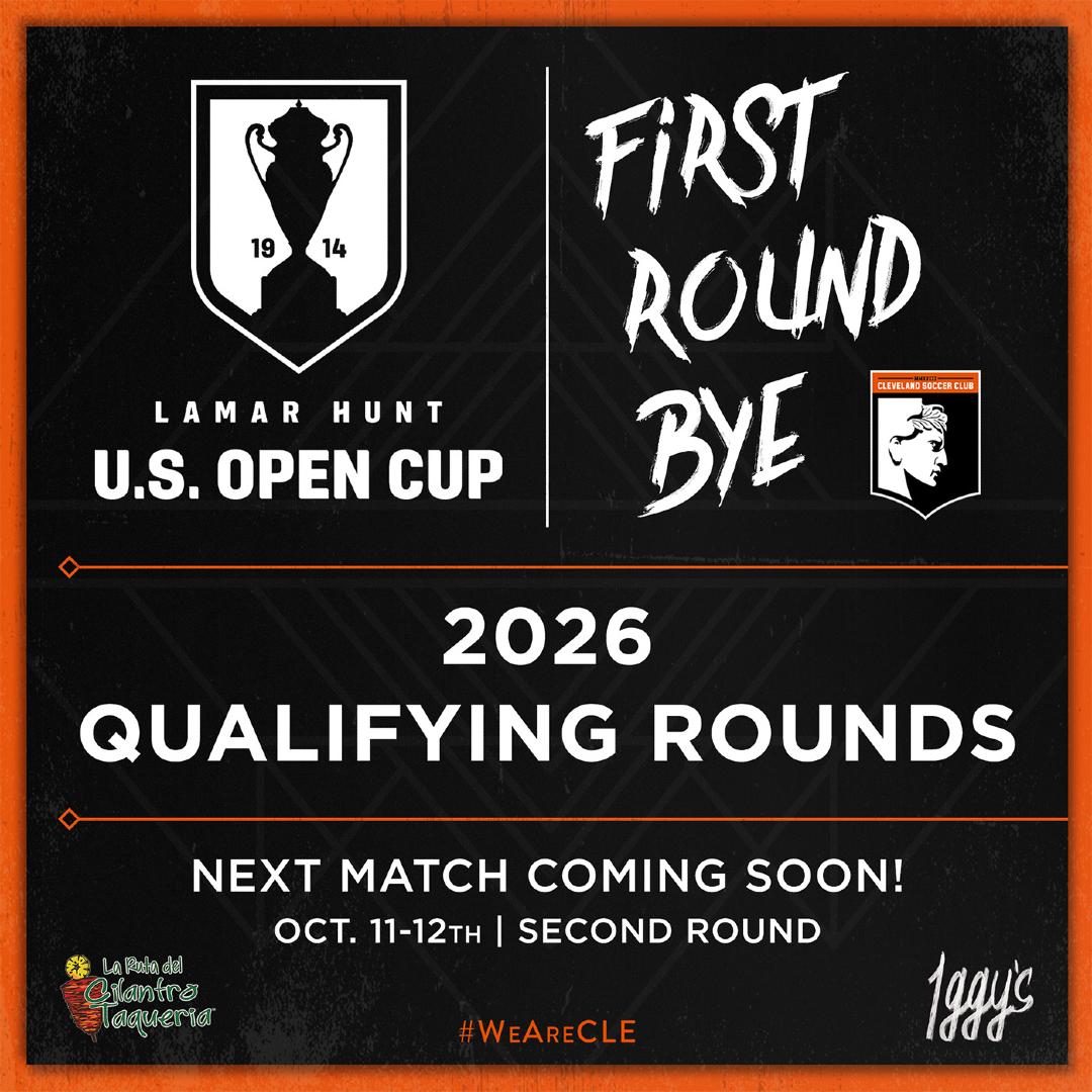🏆 Cleveland SC earns a First-Round Bye in the 2026 U.S. Open Cup Qualifying Rounds!
We’ll advance straight to Round Two, October 11–12.
🔗 Read more at ClevelandSC.com
#WeAreCLE | #USOC2026 | #USOpenCup