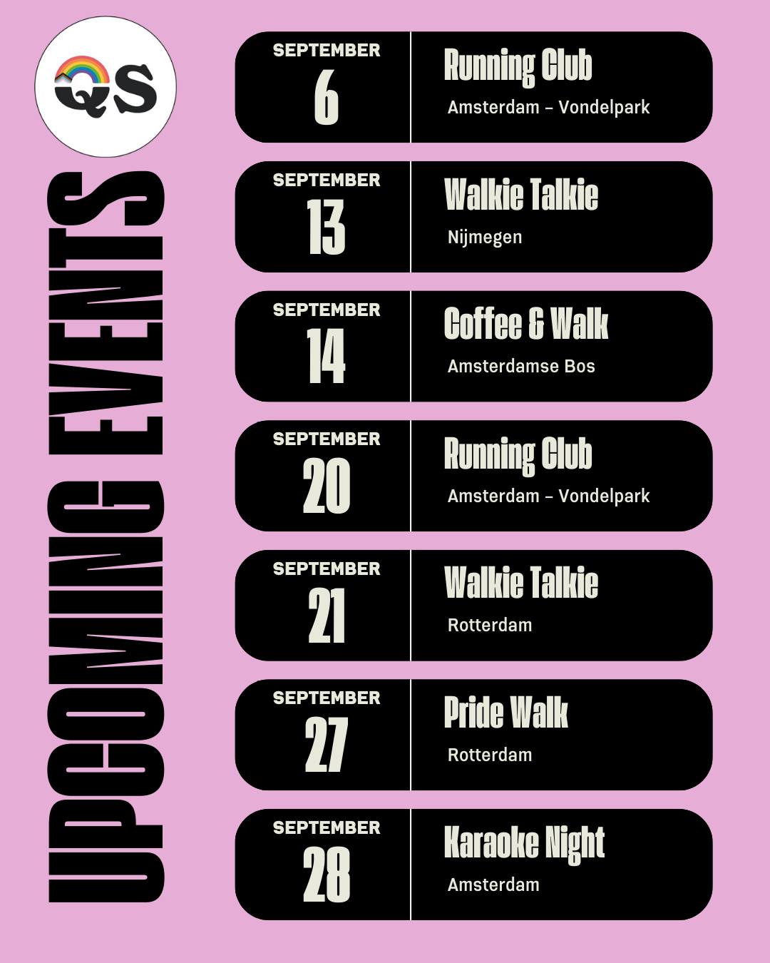 🍂 September with Queer & Sober 🍂
After a little summer break, we’re back with a full lineup of events to reconnect, celebrate, and create space together. 🌈💜
Check out what’s coming up this month 📅
And don't forget to sign up on our events page!
Mark your calendars, bring your friends, and let’s keep building this beautiful community. 🫶