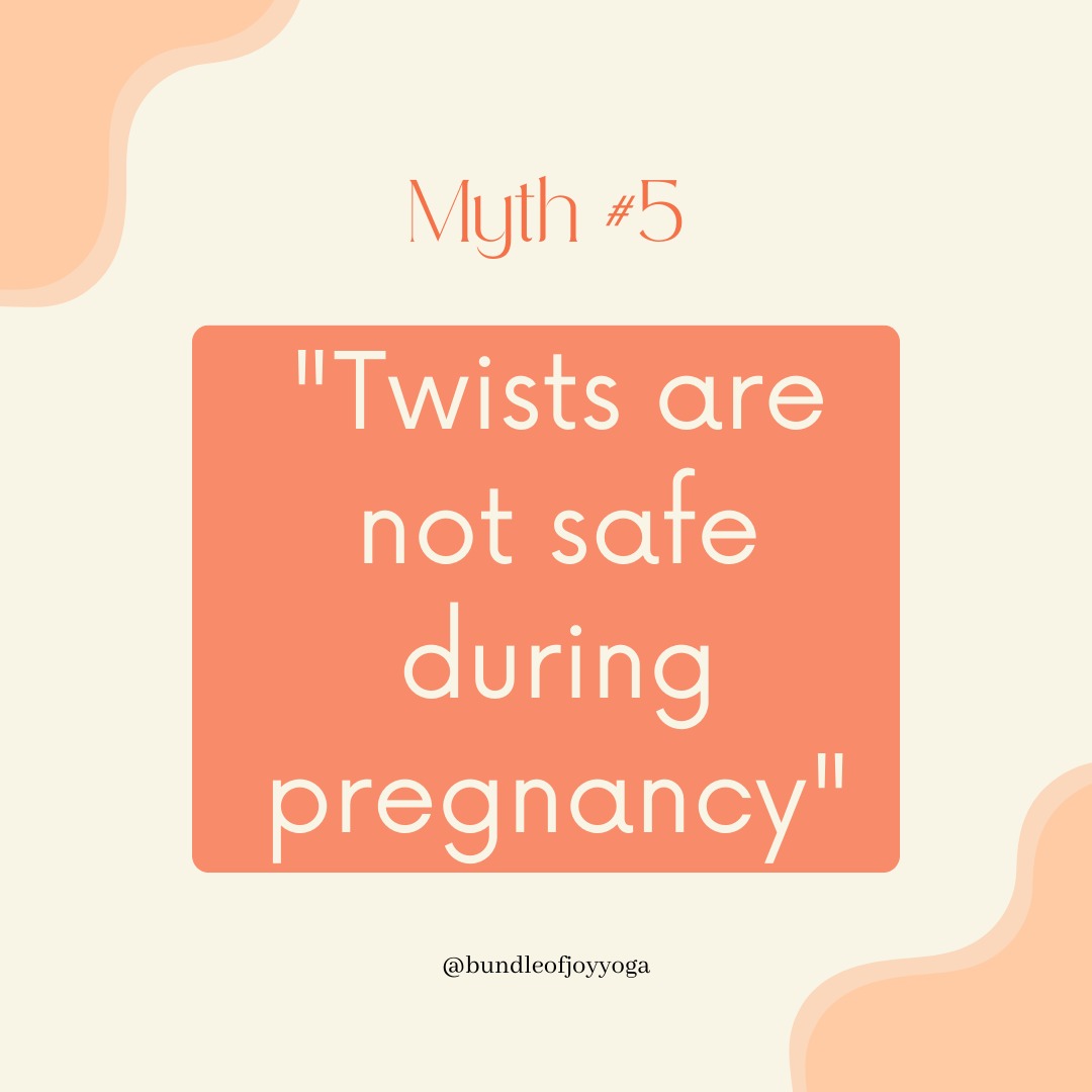 In prenatal yoga, we practice gentle open twists as it can help relieve tension in the back.
In pregnancy, more than ever, it's important to listen to your body and only do what feels good for you.
For many, strong twists might not feel like a good option during pregnancy. It might be best to avoid twists that compress the belly altogether.