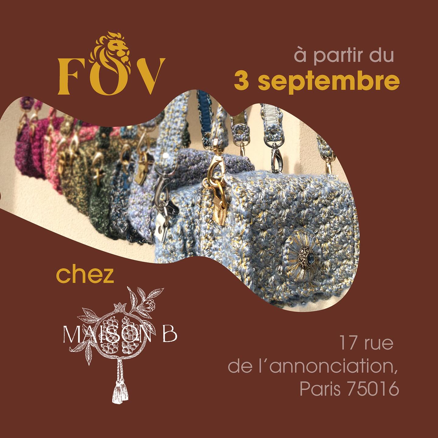 Venez découvrir les nouveautés
Atelier FOV
Du 3 septembre au 3 octobre 2025
chez @selectionmaisonb
#sac #maroquinerie #crochet #faitmains #handmade #madeinfrance❤️withlove